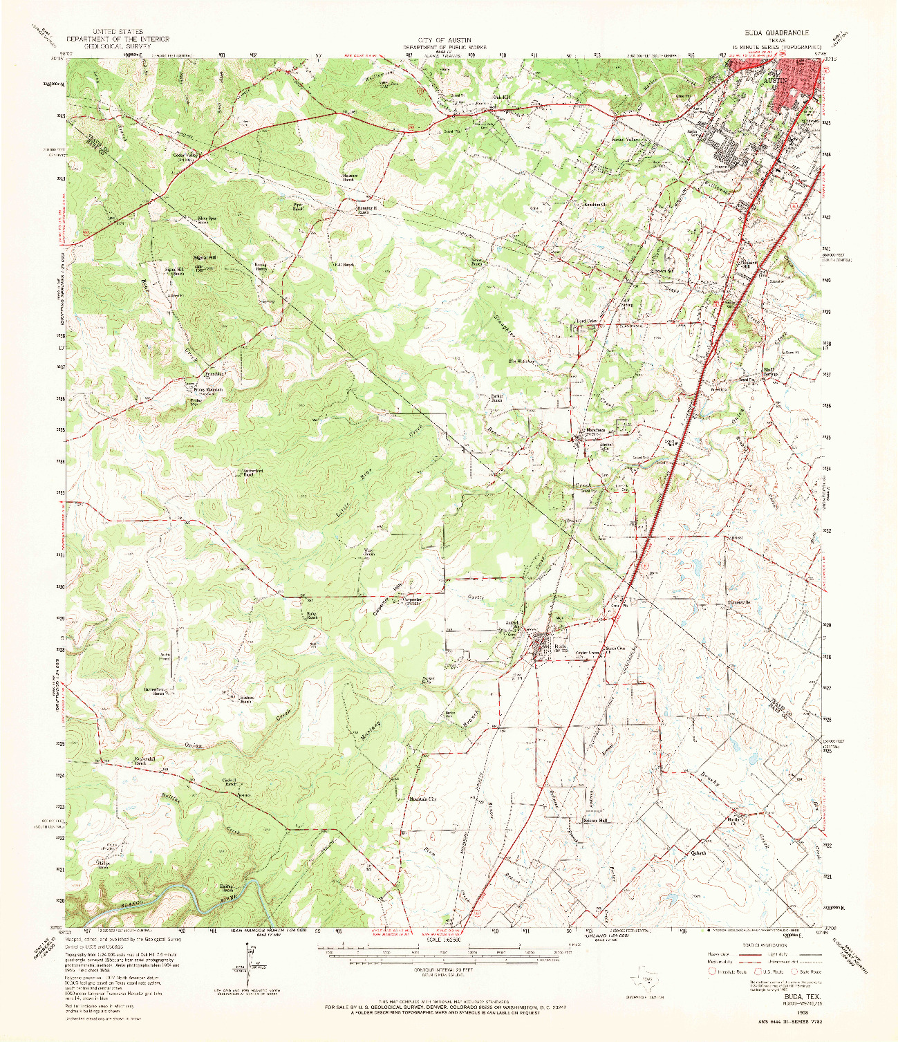 USGS 1:62500-SCALE QUADRANGLE FOR BUDA, TX 1958
