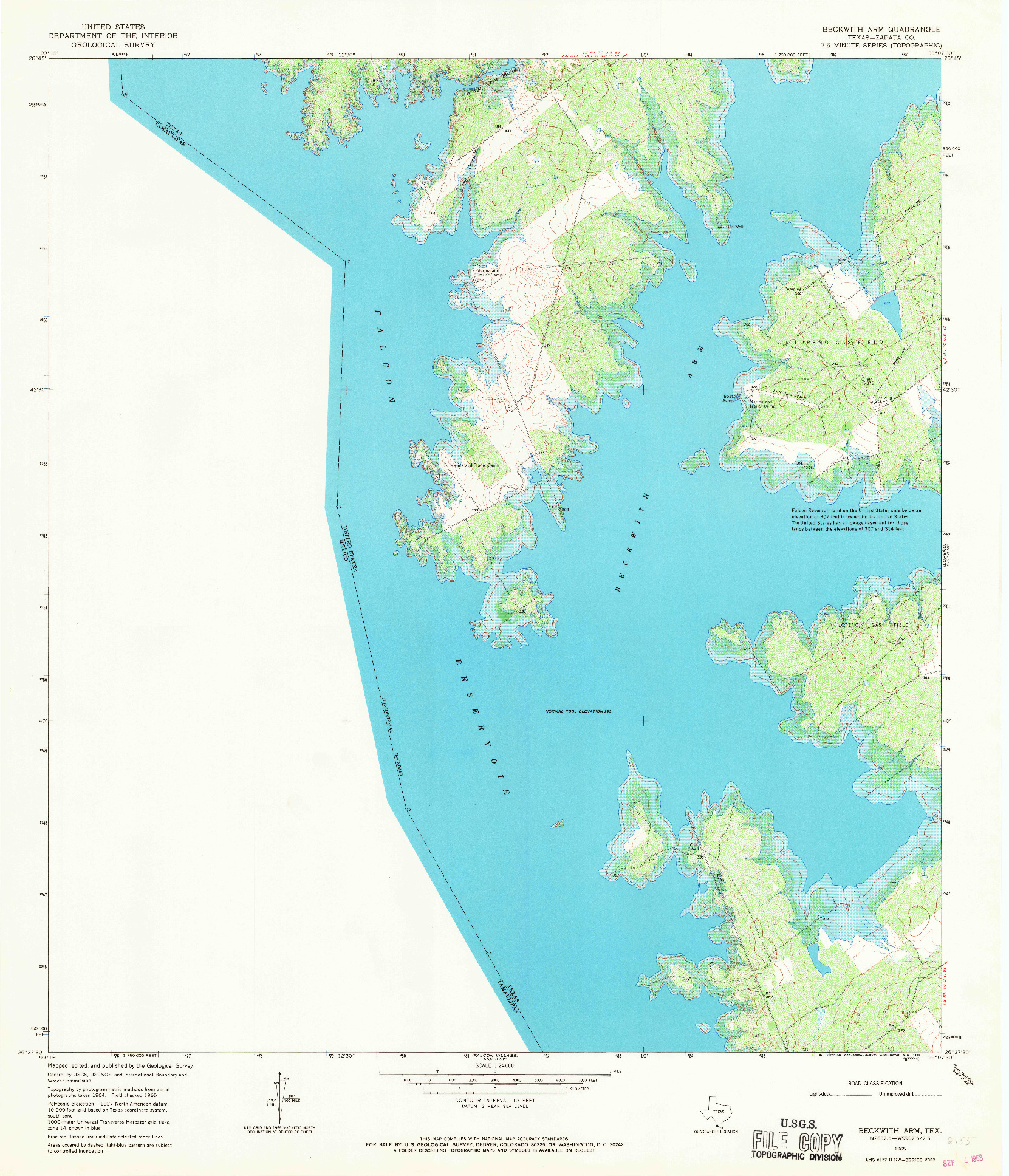 USGS 1:24000-SCALE QUADRANGLE FOR BECKWITH ARM, TX 1965
