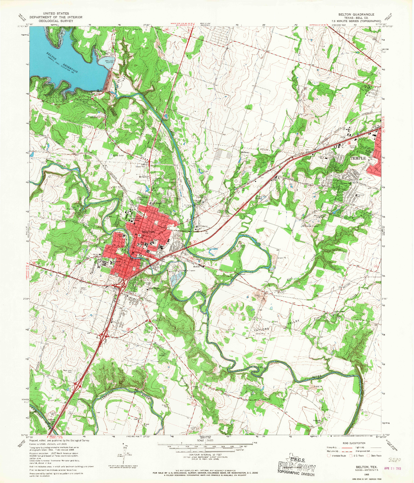 USGS 1:24000-SCALE QUADRANGLE FOR BELTON, TX 1965