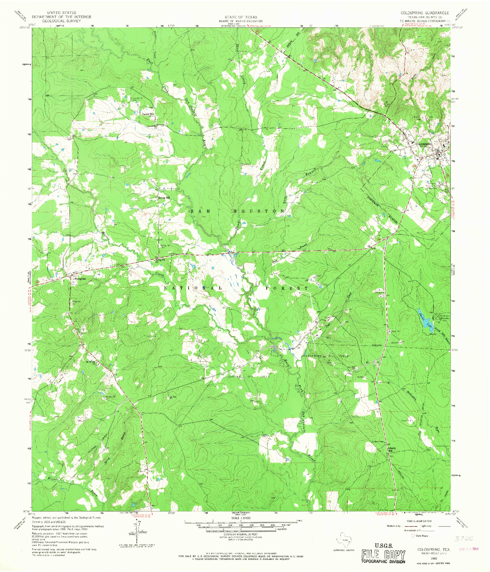 USGS 1:24000-SCALE QUADRANGLE FOR COLDSPRING, TX 1960