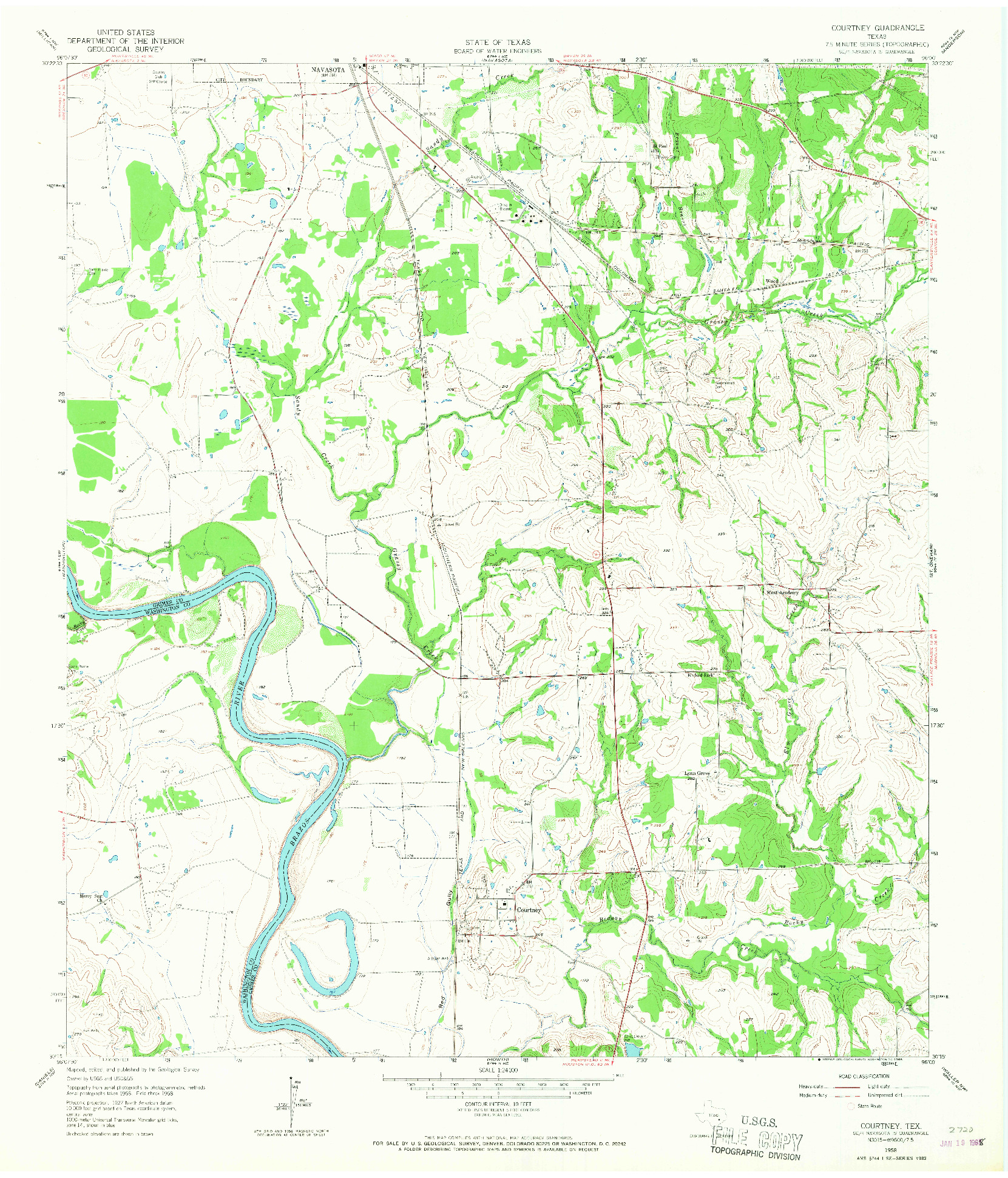 USGS 1:24000-SCALE QUADRANGLE FOR COURTNEY, TX 1958