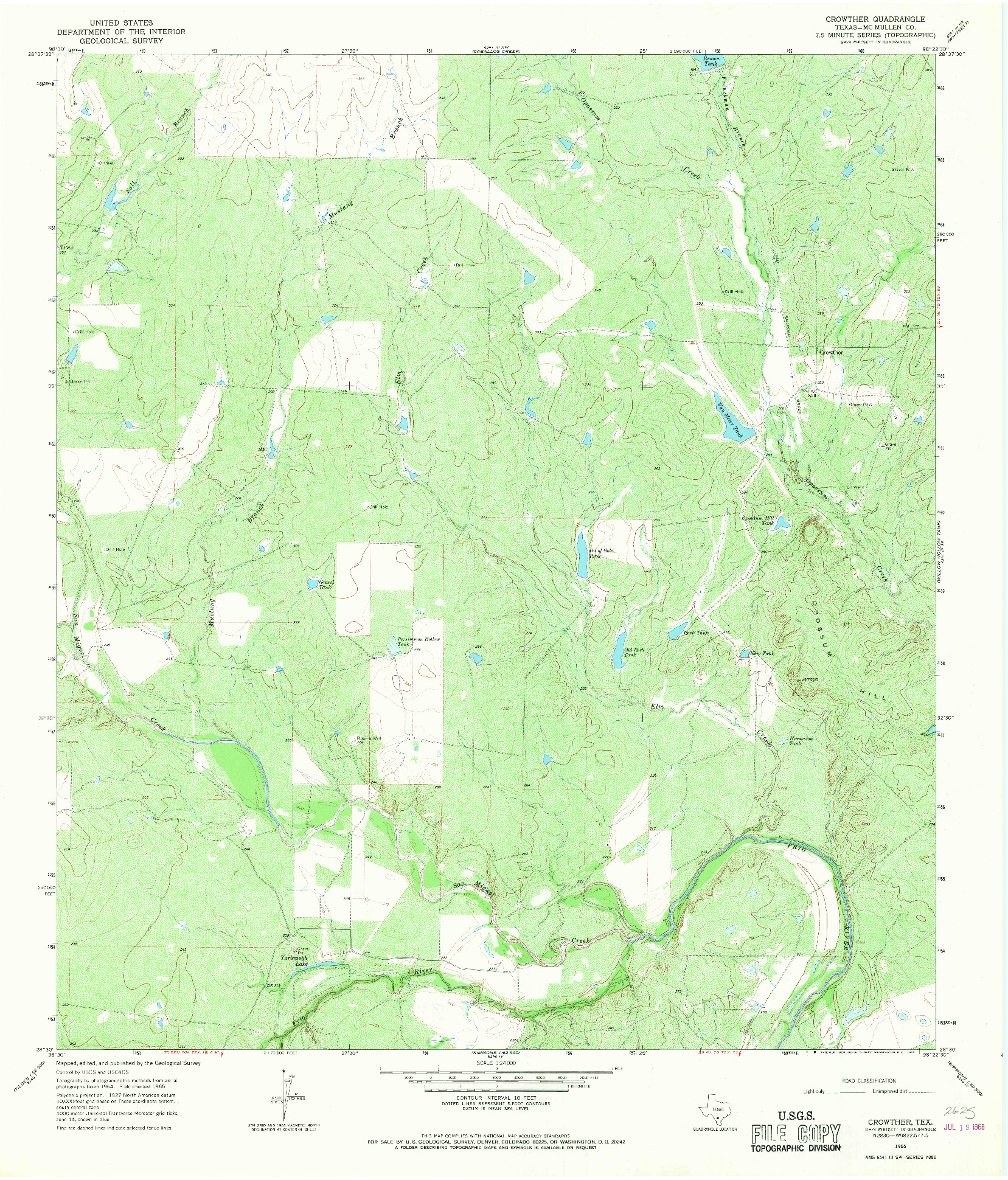 USGS 1:24000-SCALE QUADRANGLE FOR CROWTHER, TX 1965