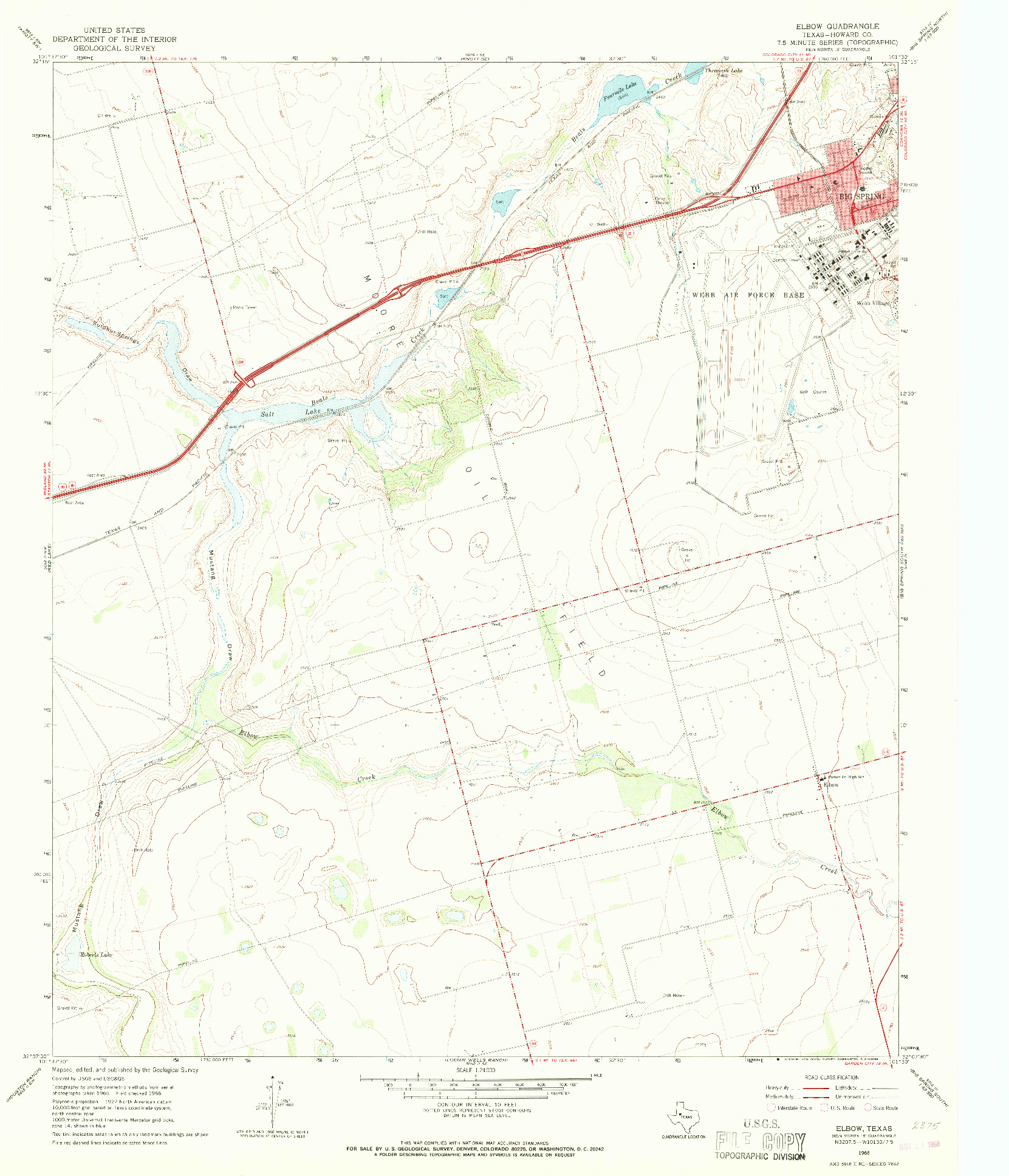 USGS 1:24000-SCALE QUADRANGLE FOR ELBOW, TX 1966