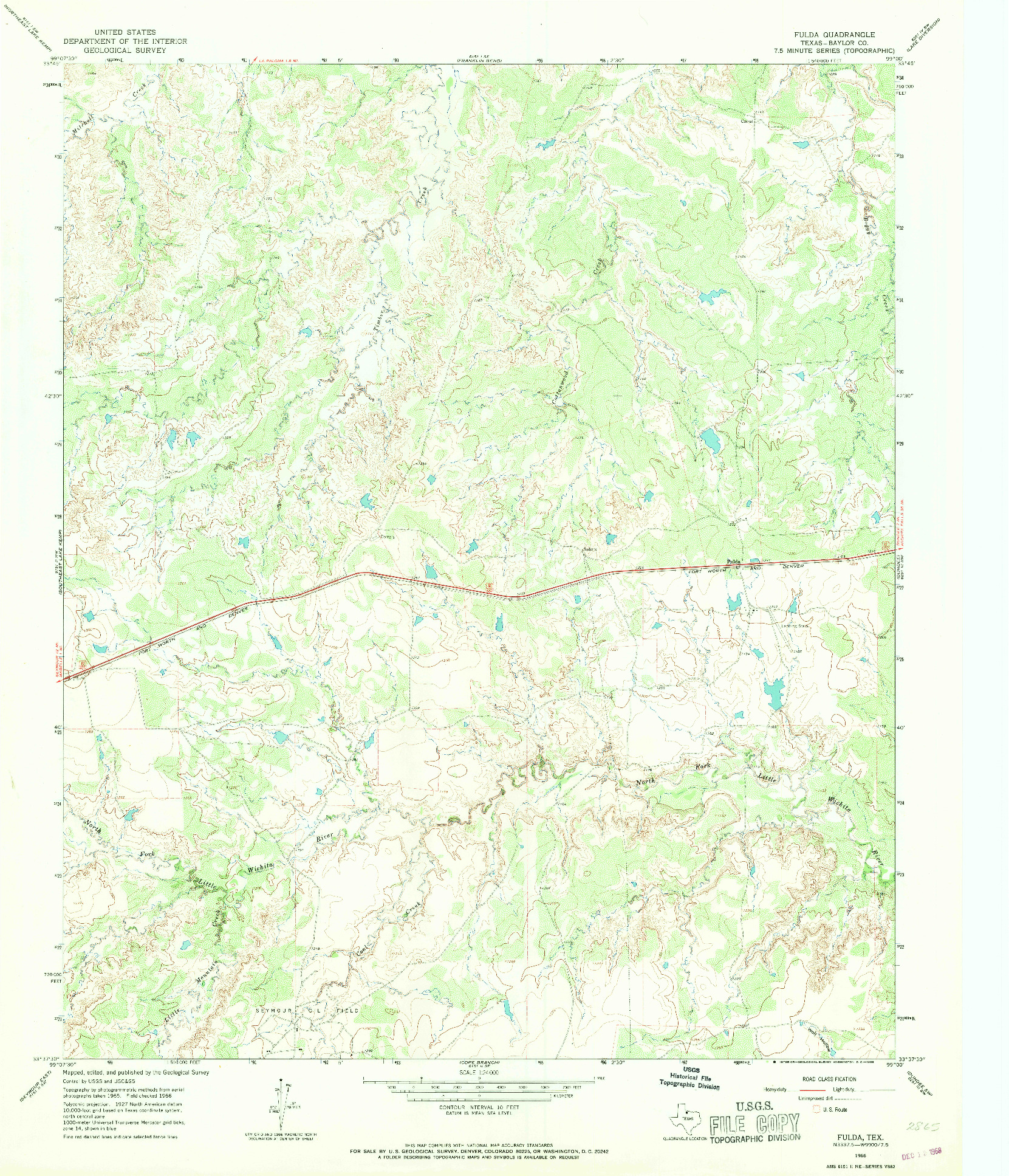 USGS 1:24000-SCALE QUADRANGLE FOR FULDA, TX 1966