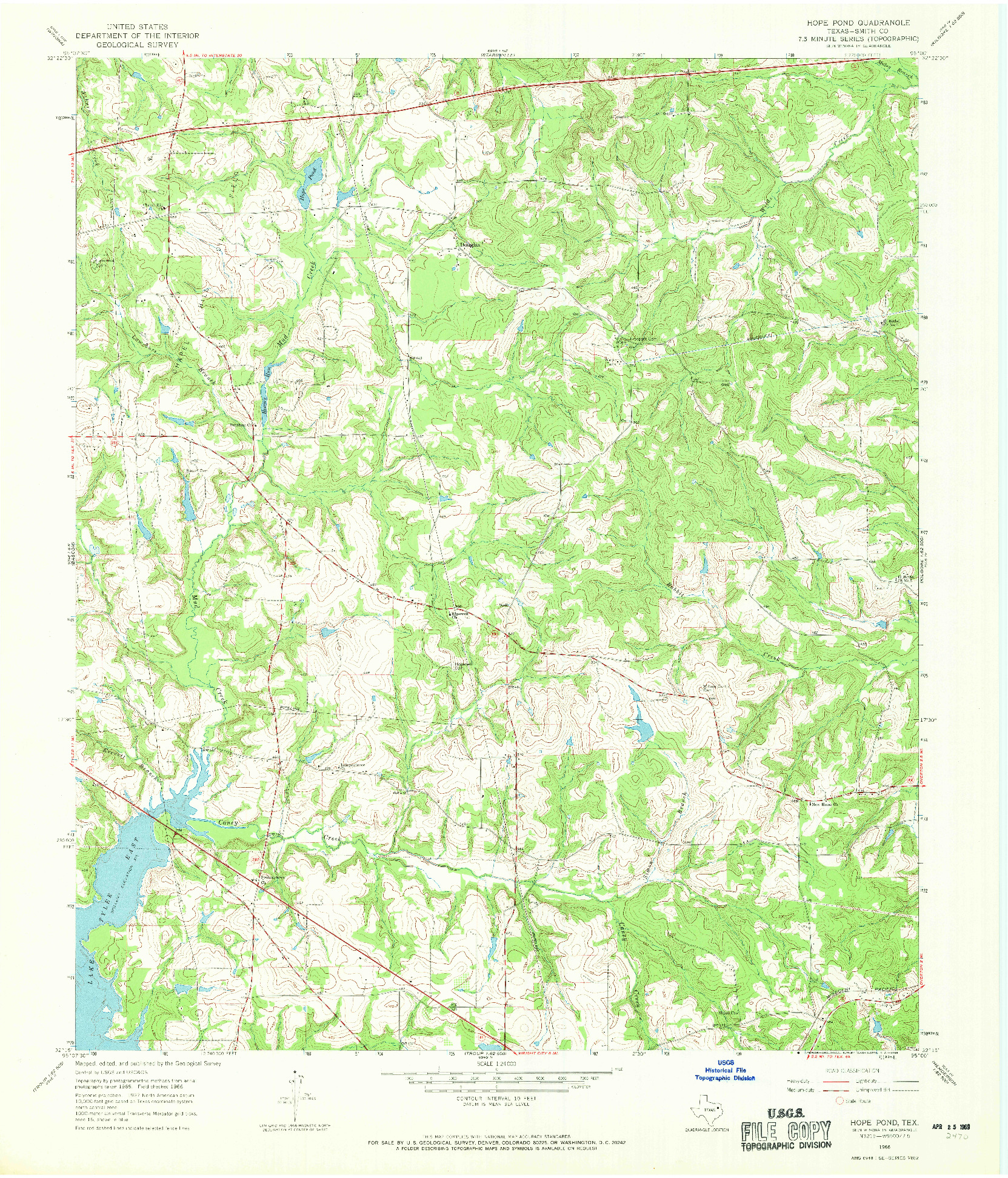 USGS 1:24000-SCALE QUADRANGLE FOR HOPE POND, TX 1966