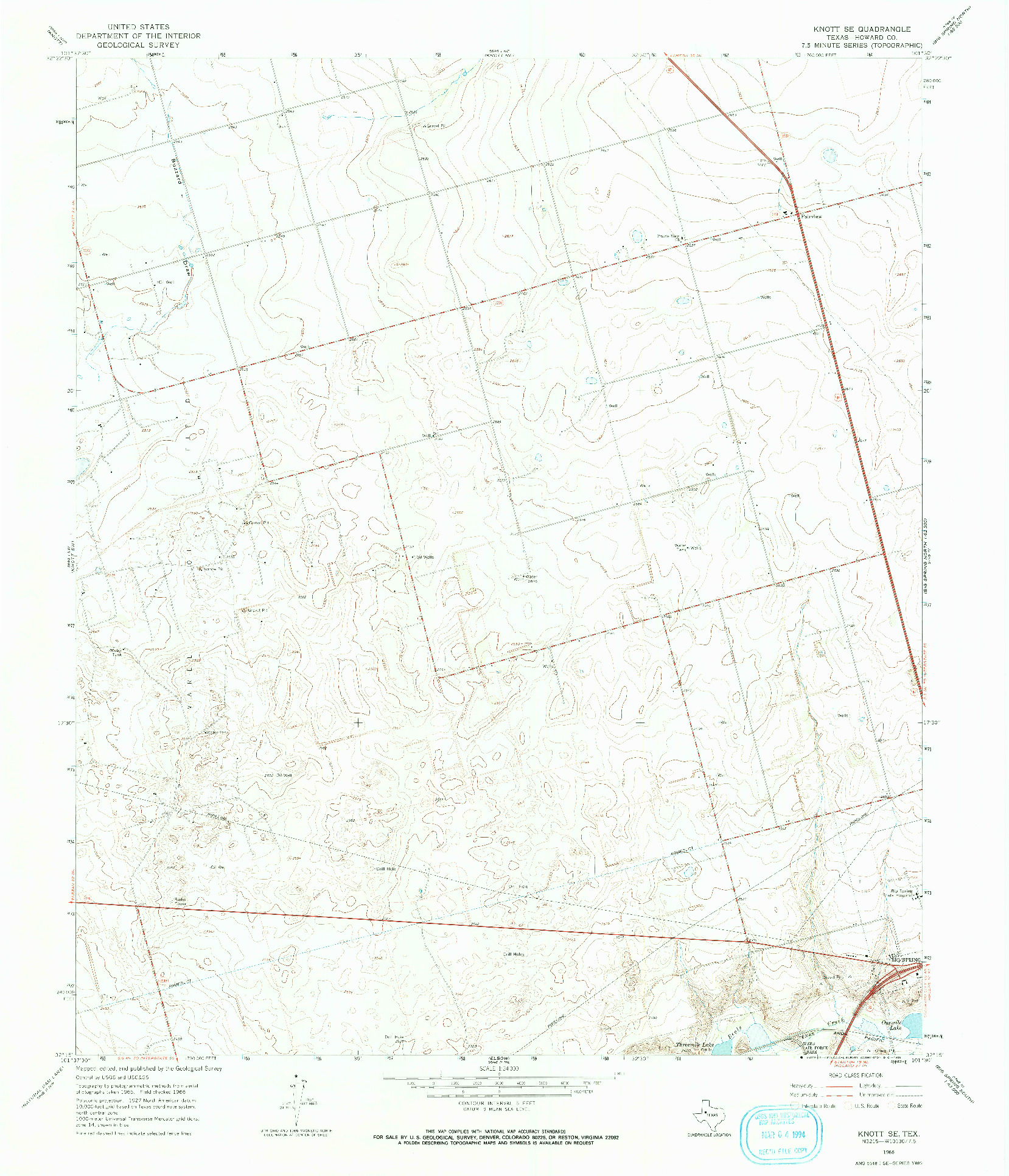 USGS 1:24000-SCALE QUADRANGLE FOR KNOTT SE, TX 1966