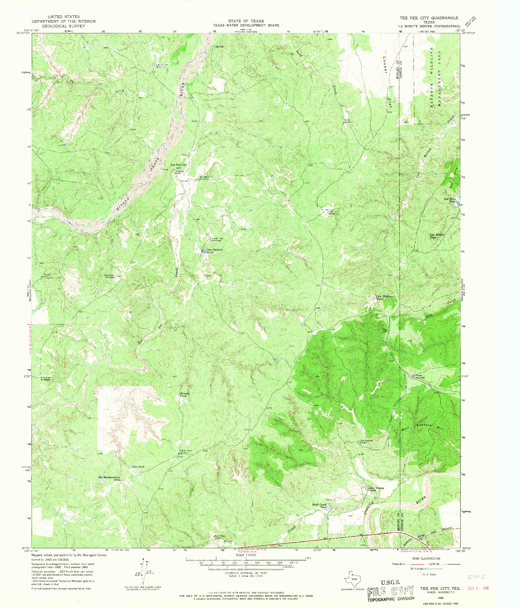 USGS 1:24000-SCALE QUADRANGLE FOR TEE PEE CITY, TX 1966