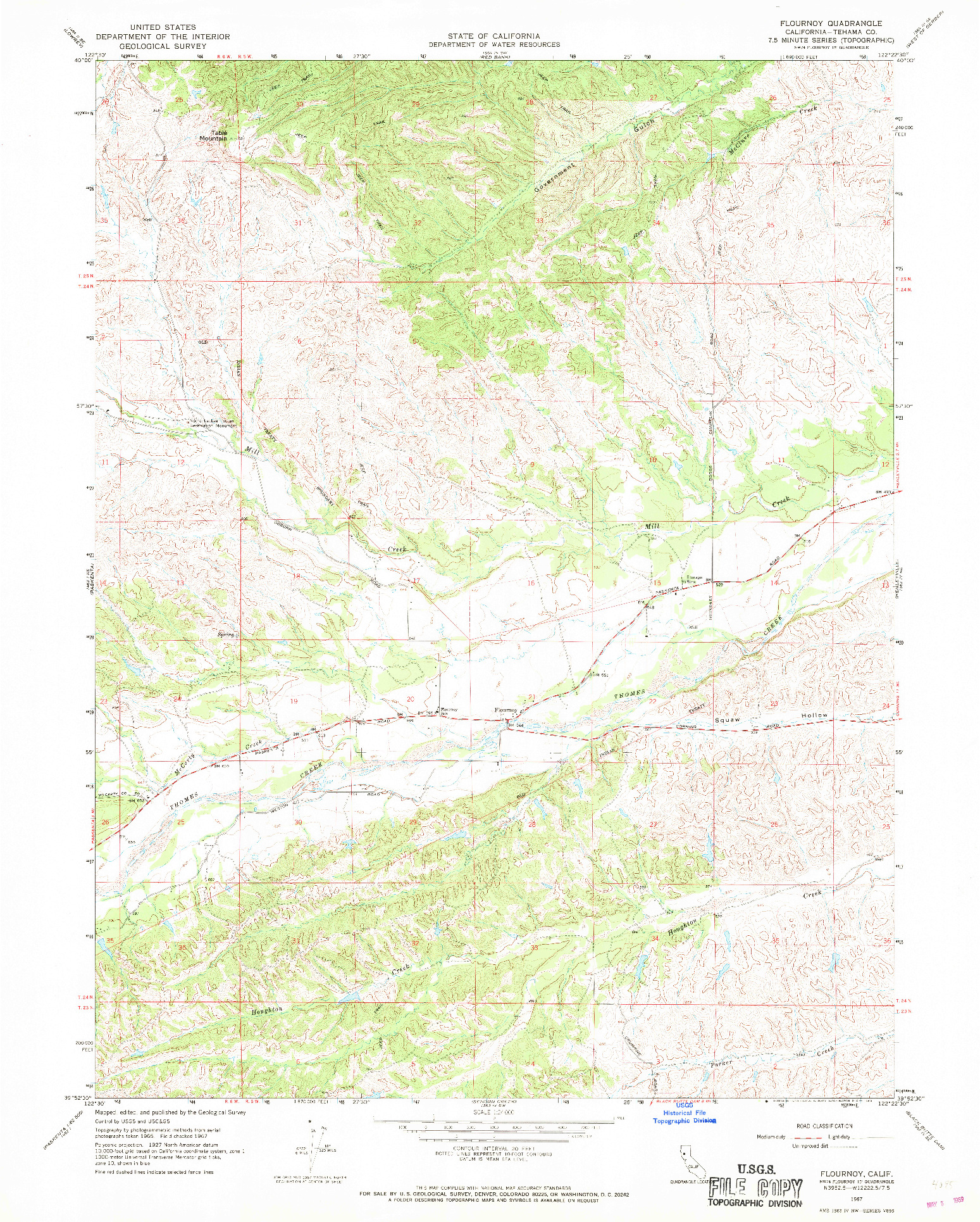 USGS 1:24000-SCALE QUADRANGLE FOR FLOURNOY, CA 1967