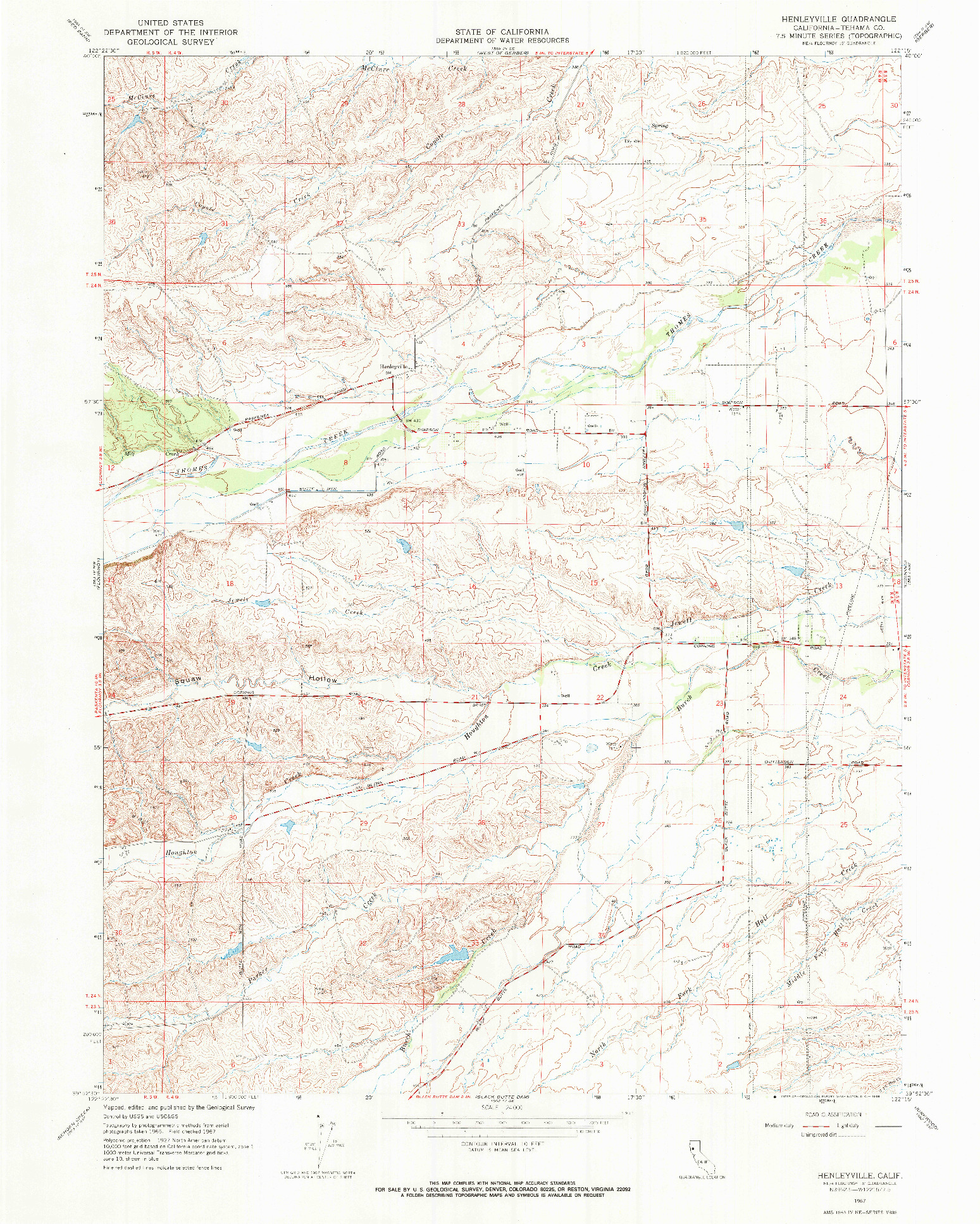 USGS 1:24000-SCALE QUADRANGLE FOR HENLEYVILLE, CA 1967