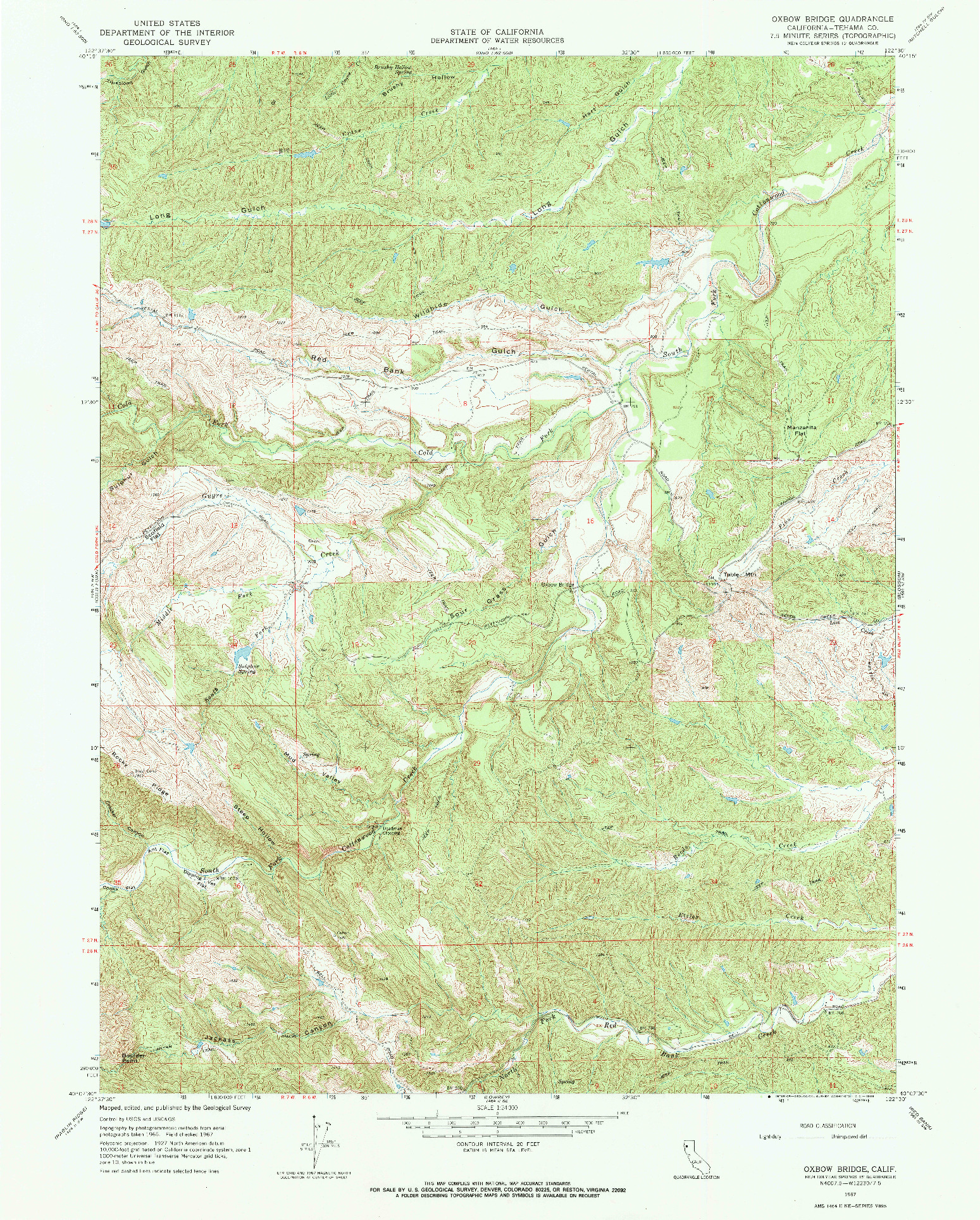 USGS 1:24000-SCALE QUADRANGLE FOR OXBOW BRIDGE, CA 1967