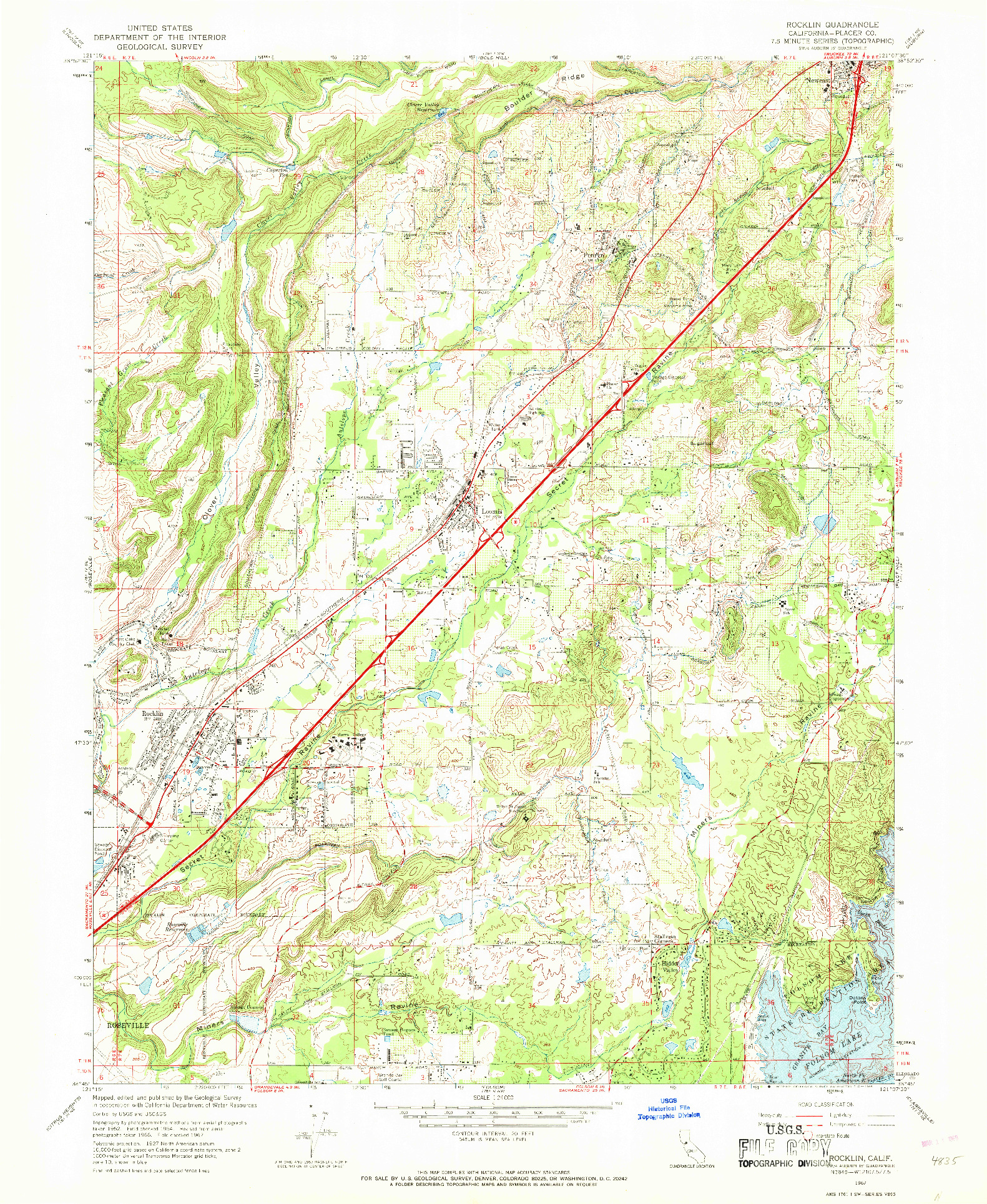 USGS 1:24000-SCALE QUADRANGLE FOR ROCKLIN, CA 1967