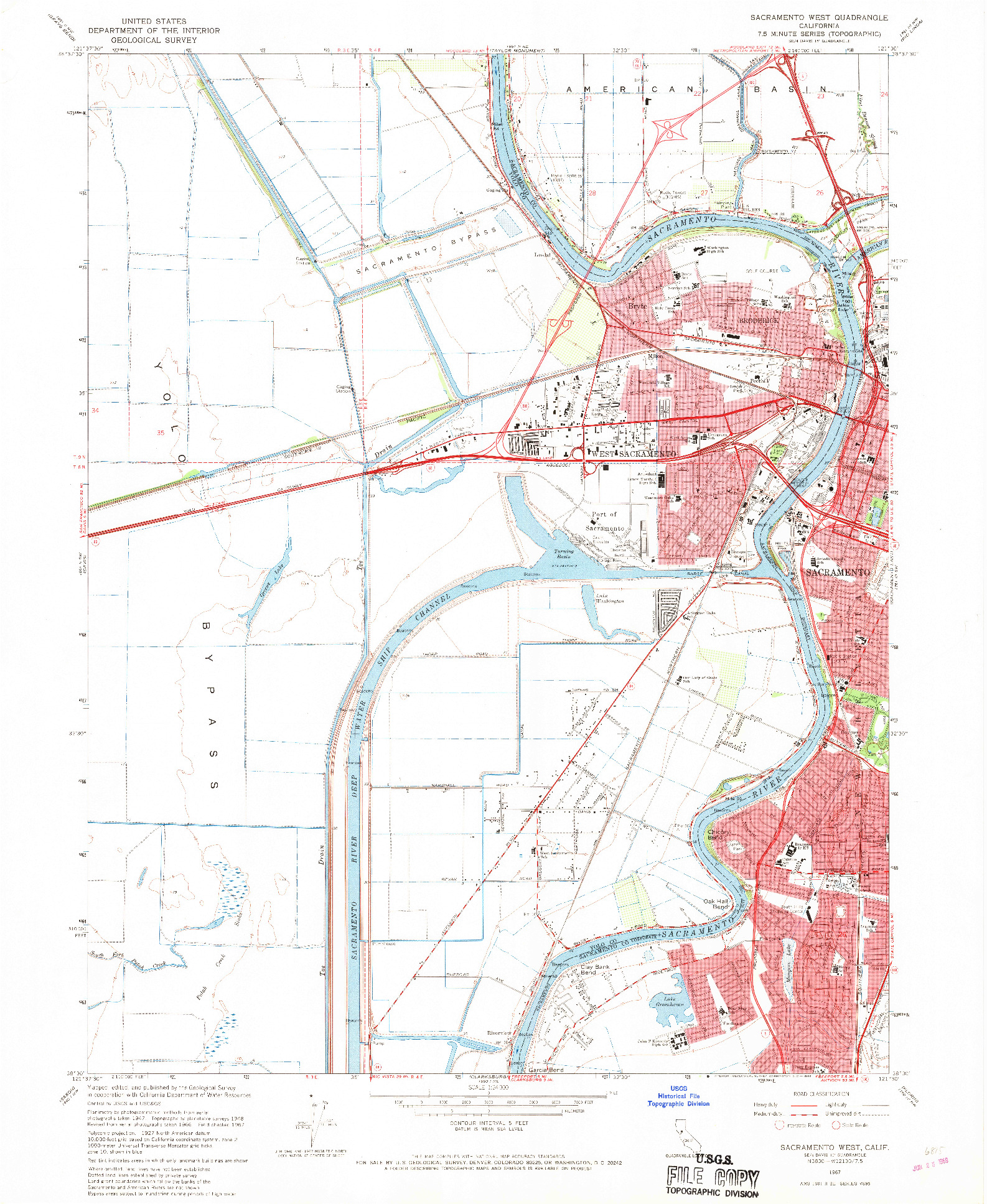 USGS 1:24000-SCALE QUADRANGLE FOR SACRAMENTO WEST, CA 1967