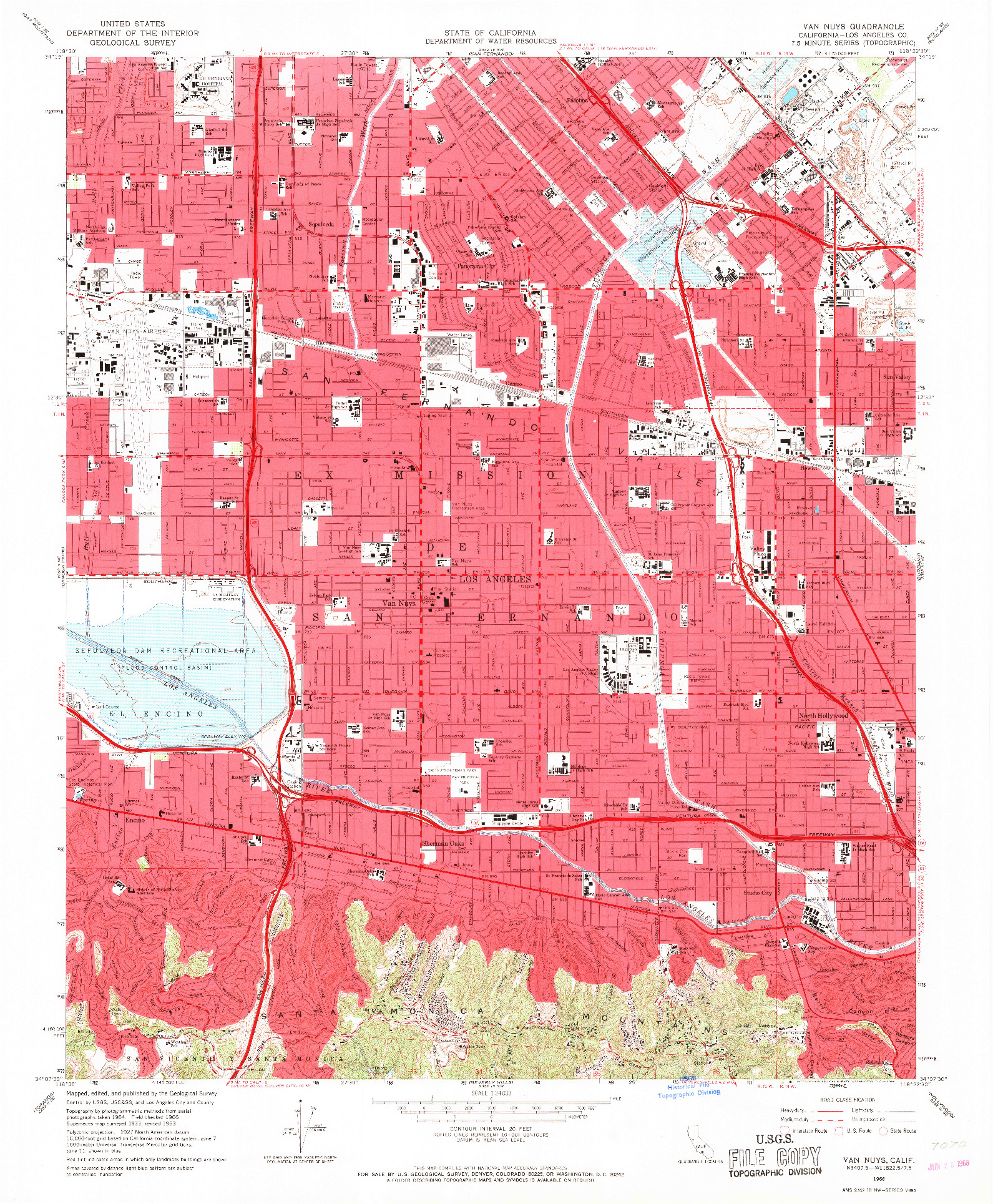 USGS 1:24000-SCALE QUADRANGLE FOR VAN NUYS, CA 1966