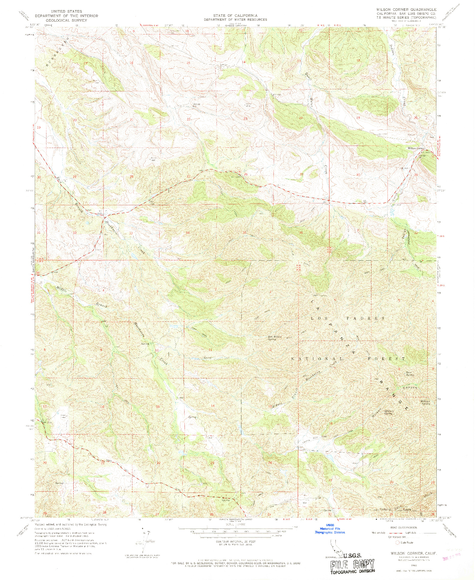 USGS 1:24000-SCALE QUADRANGLE FOR WILSON CORNER, CA 1966