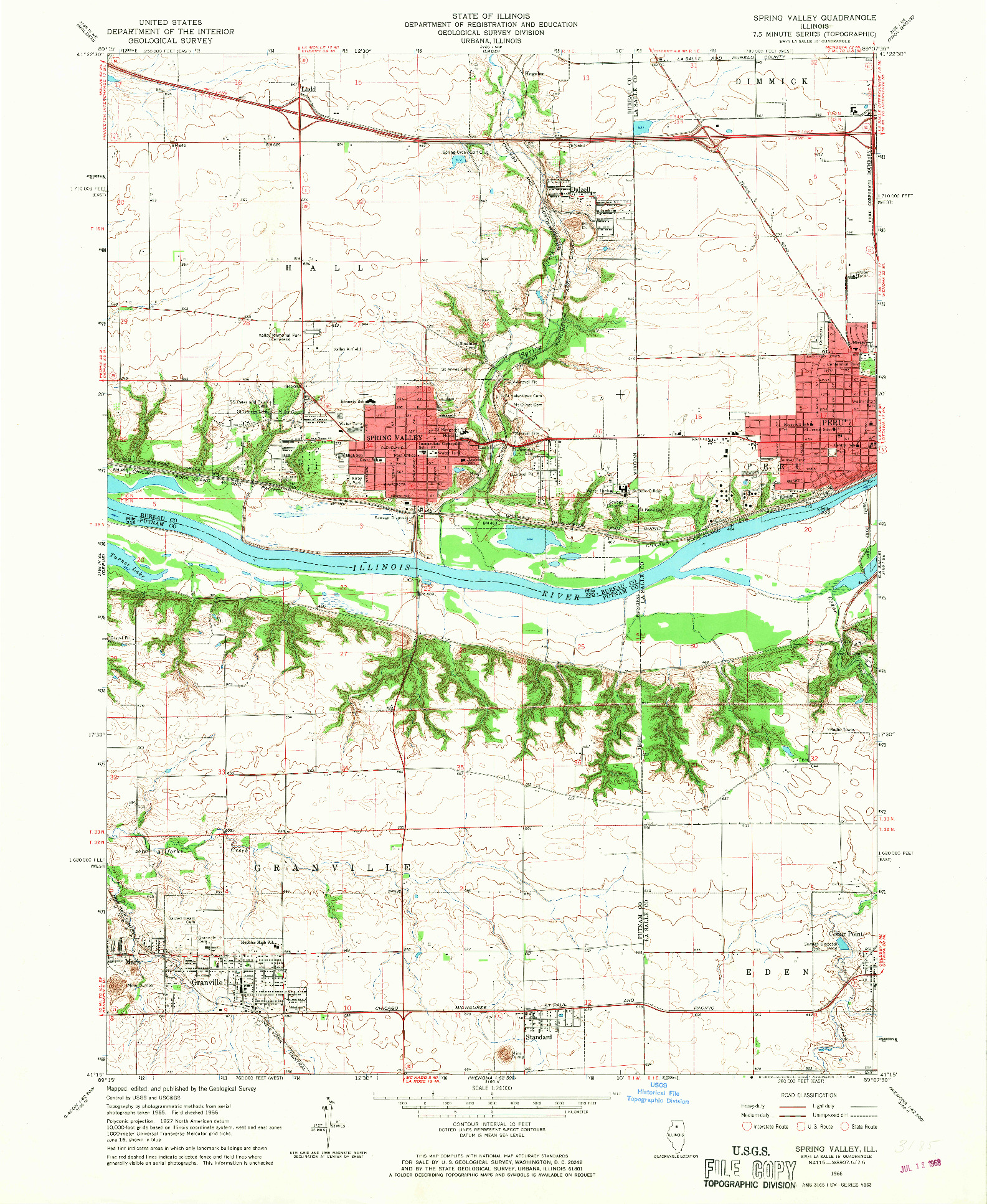 USGS 1:24000-SCALE QUADRANGLE FOR SPRING VALLEY, IL 1966