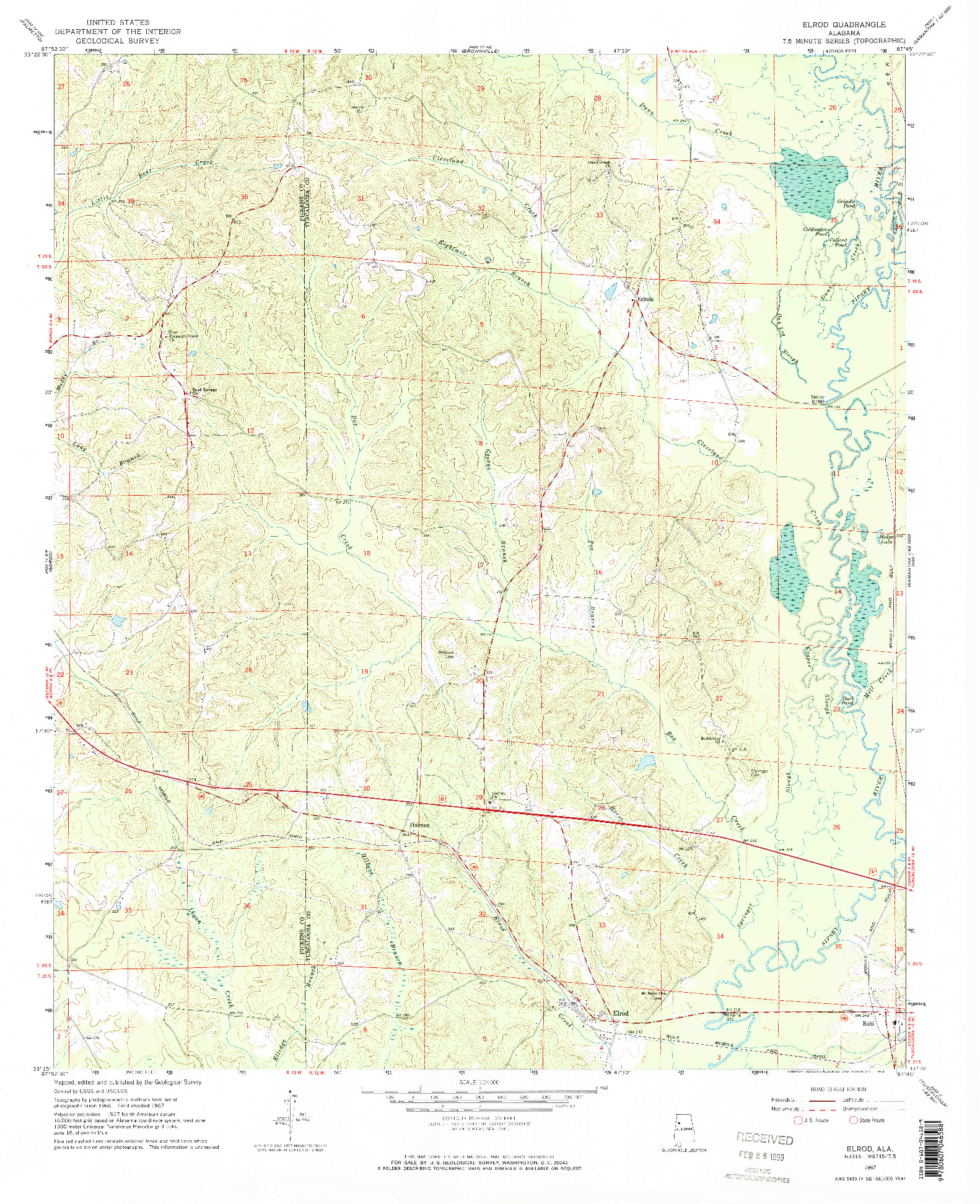 USGS 1:24000-SCALE QUADRANGLE FOR ELROD, AL 1967
