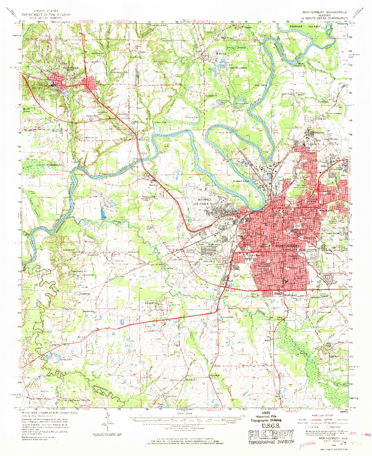 USGS 1:62500-SCALE QUADRANGLE FOR MONTGOMERY, AL 1958