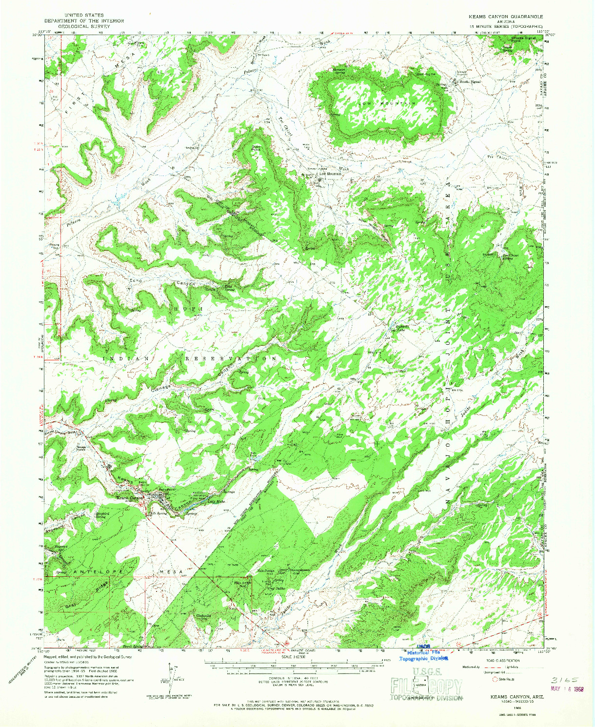 USGS 1:62500-SCALE QUADRANGLE FOR KEAMS CANYON, AZ 1966