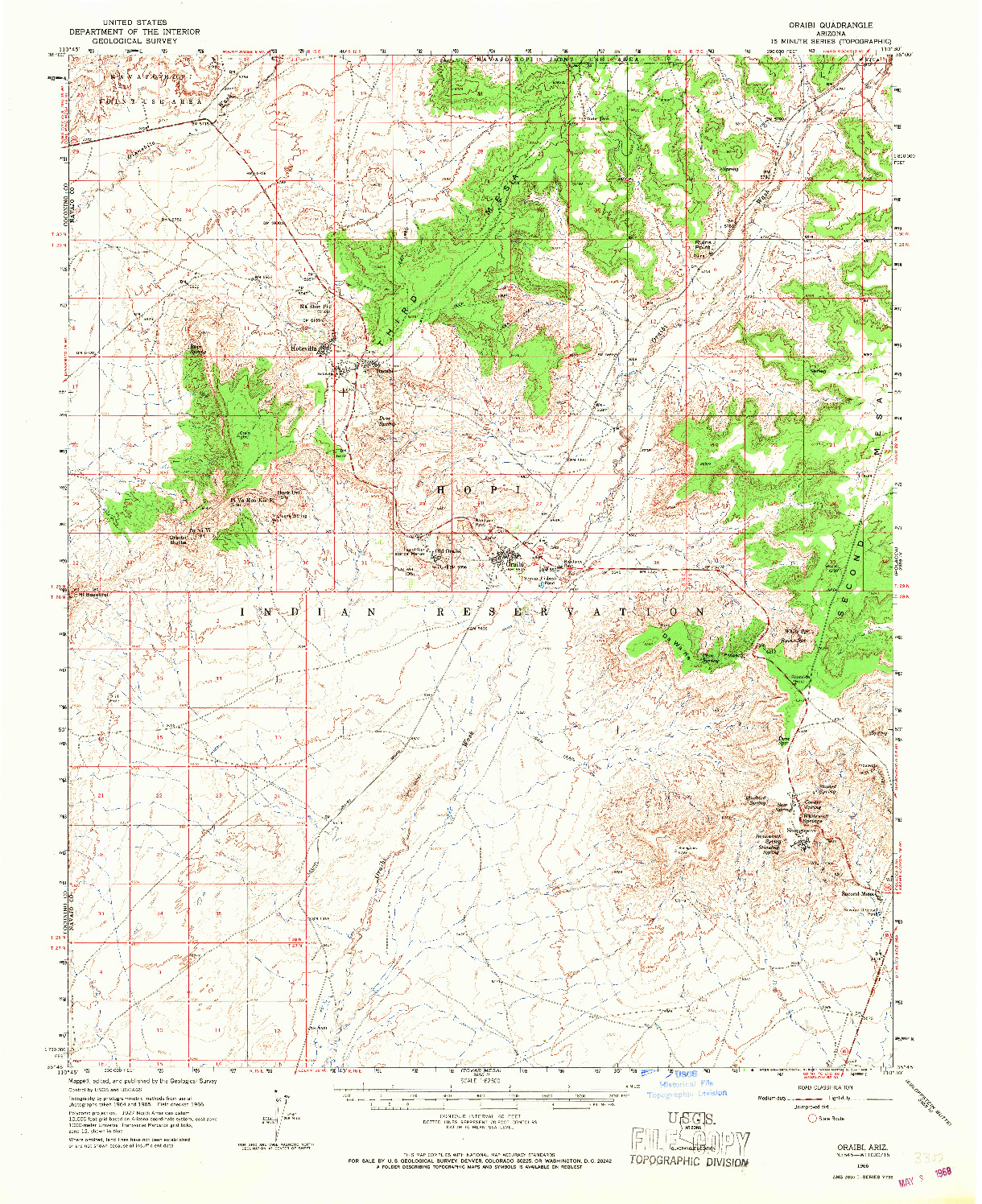USGS 1:62500-SCALE QUADRANGLE FOR ORAIBI, AZ 1966