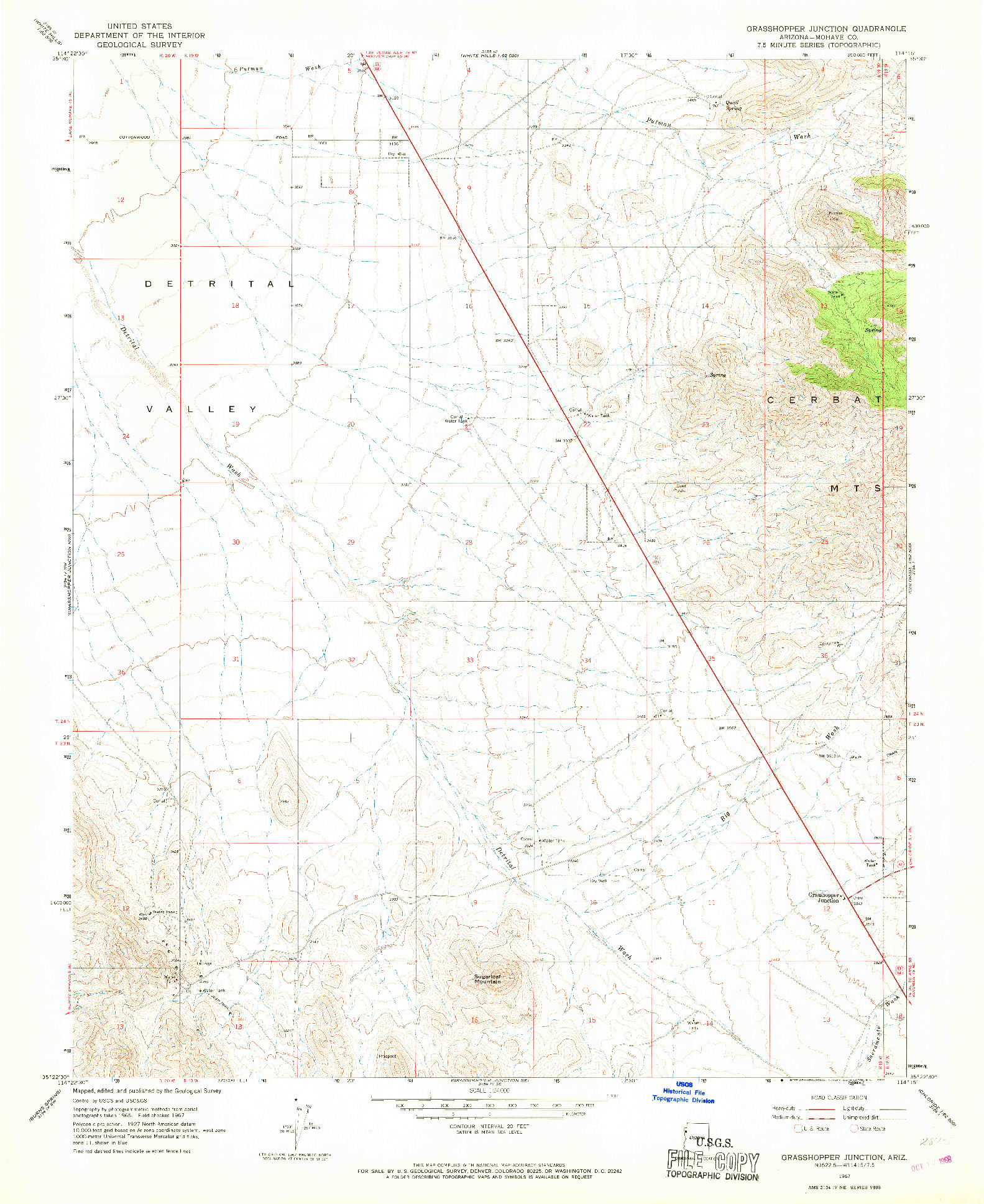 USGS 1:24000-SCALE QUADRANGLE FOR GRASSHOPPER JUNCTION, AZ 1967