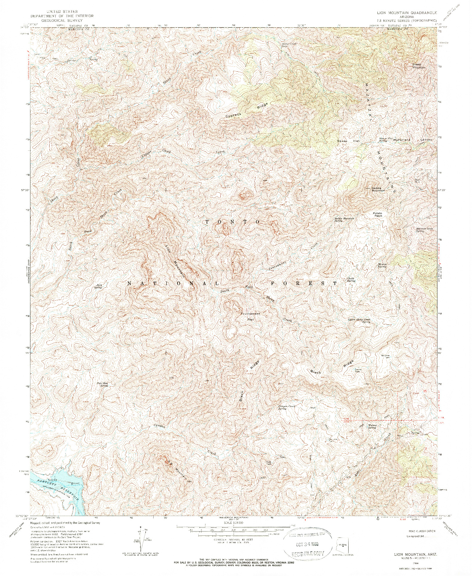 USGS 1:24000-SCALE QUADRANGLE FOR LION MOUNTAIN, AZ 1964