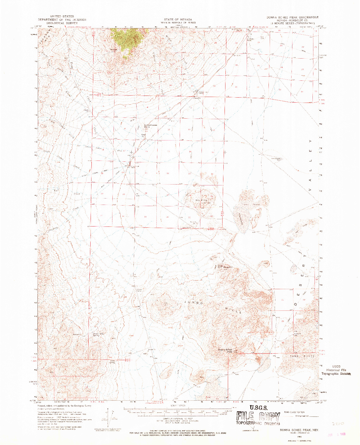 USGS 1:62500-SCALE QUADRANGLE FOR DONNA SCHEE PEAK, NV 1966