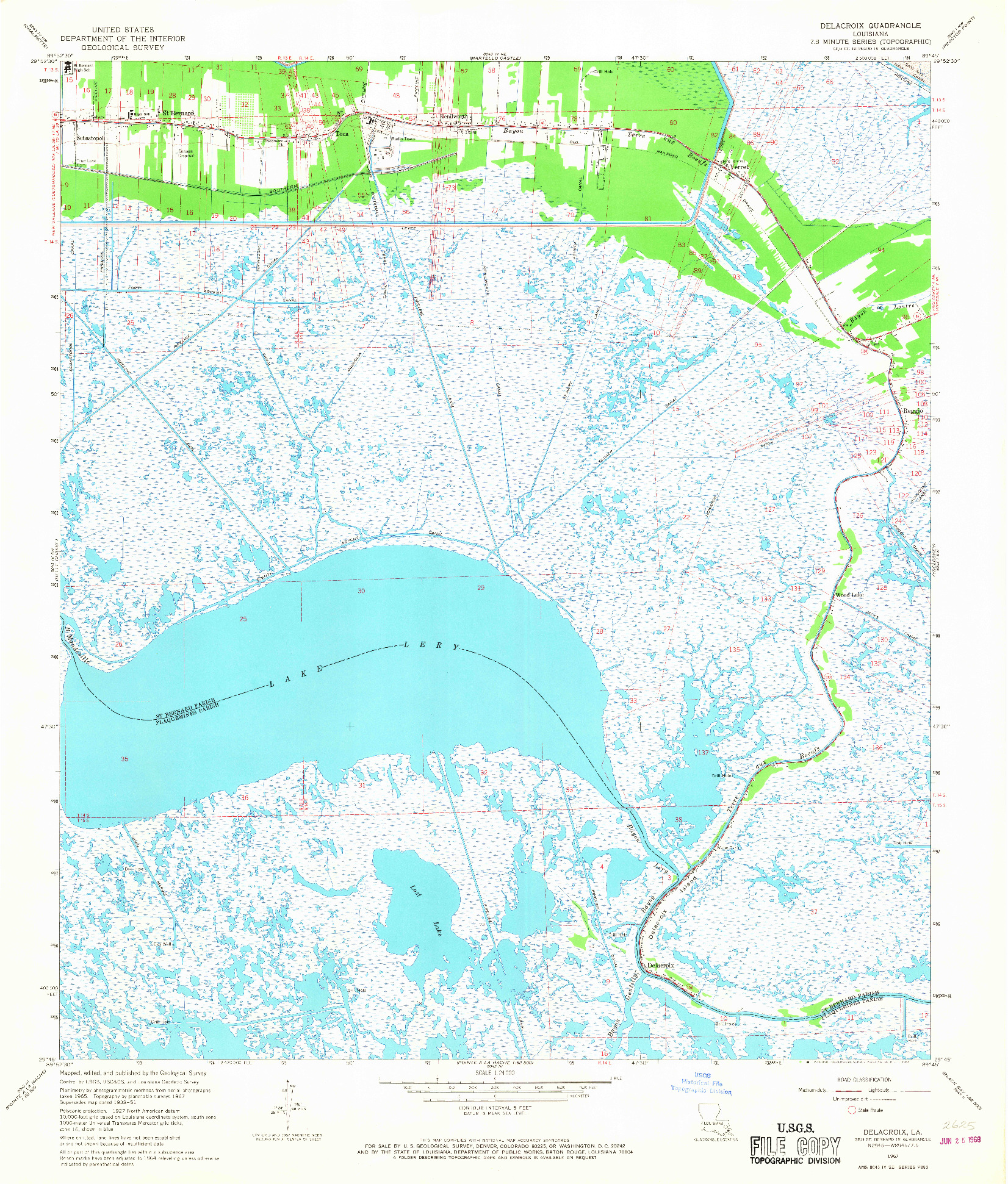 USGS 1:24000-SCALE QUADRANGLE FOR DELACROIX, LA 1967