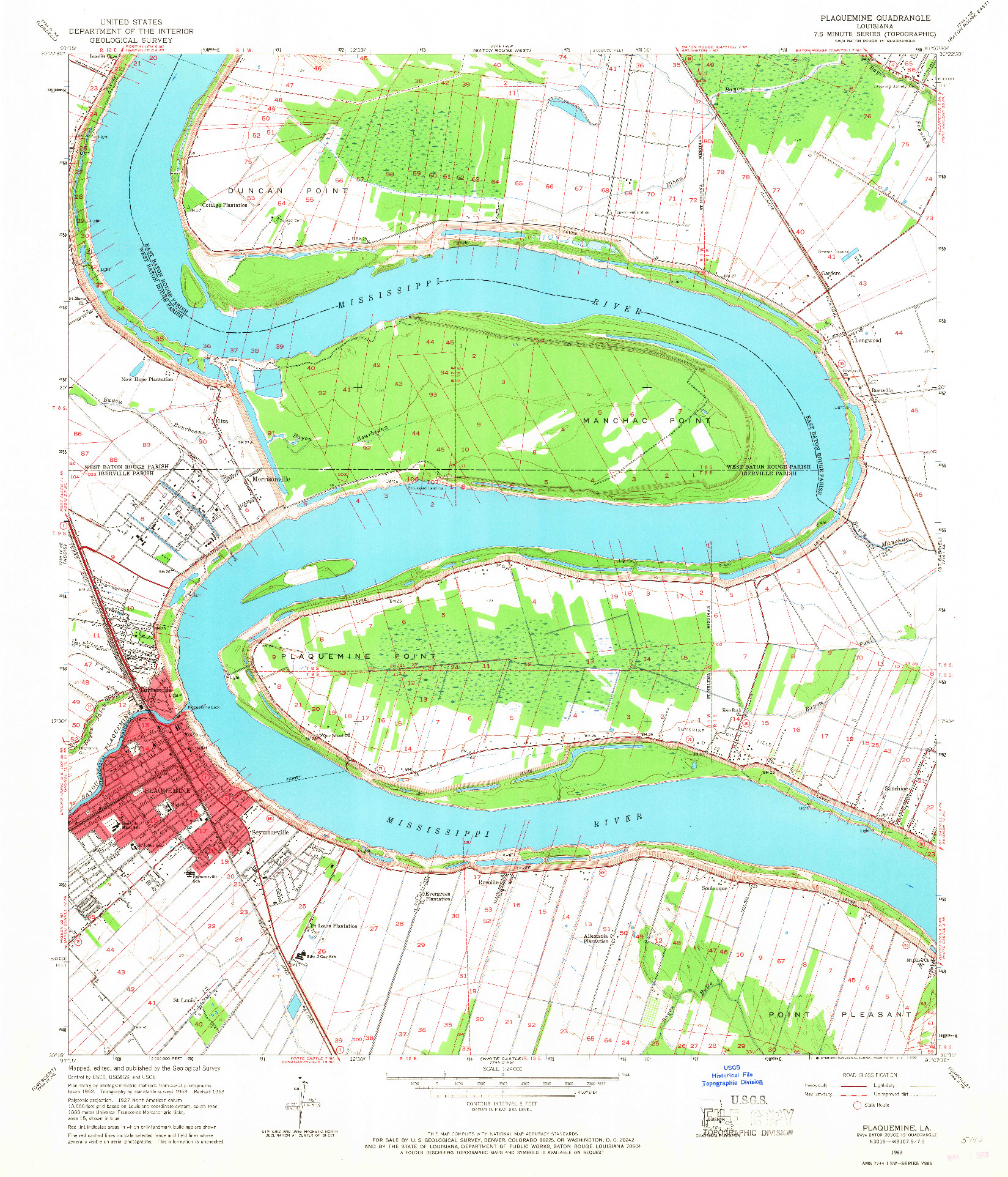 USGS 1:24000-SCALE QUADRANGLE FOR PLAQUEMINE, LA 1963