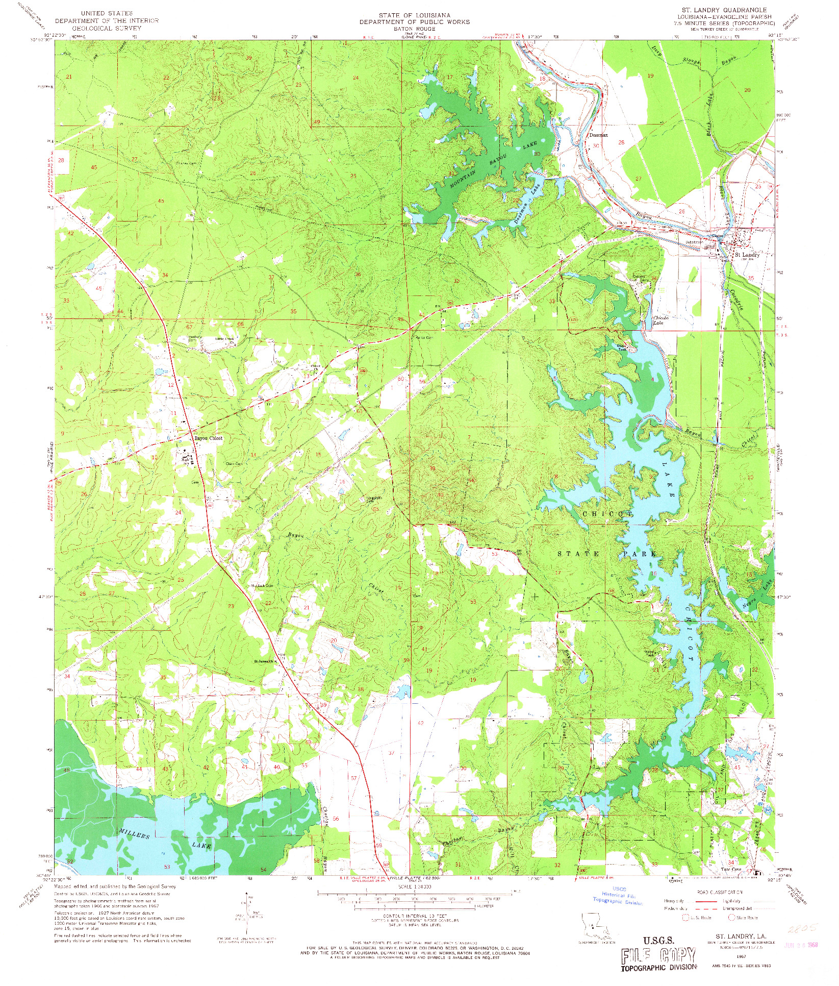 USGS 1:24000-SCALE QUADRANGLE FOR ST. LANDRY, LA 1967