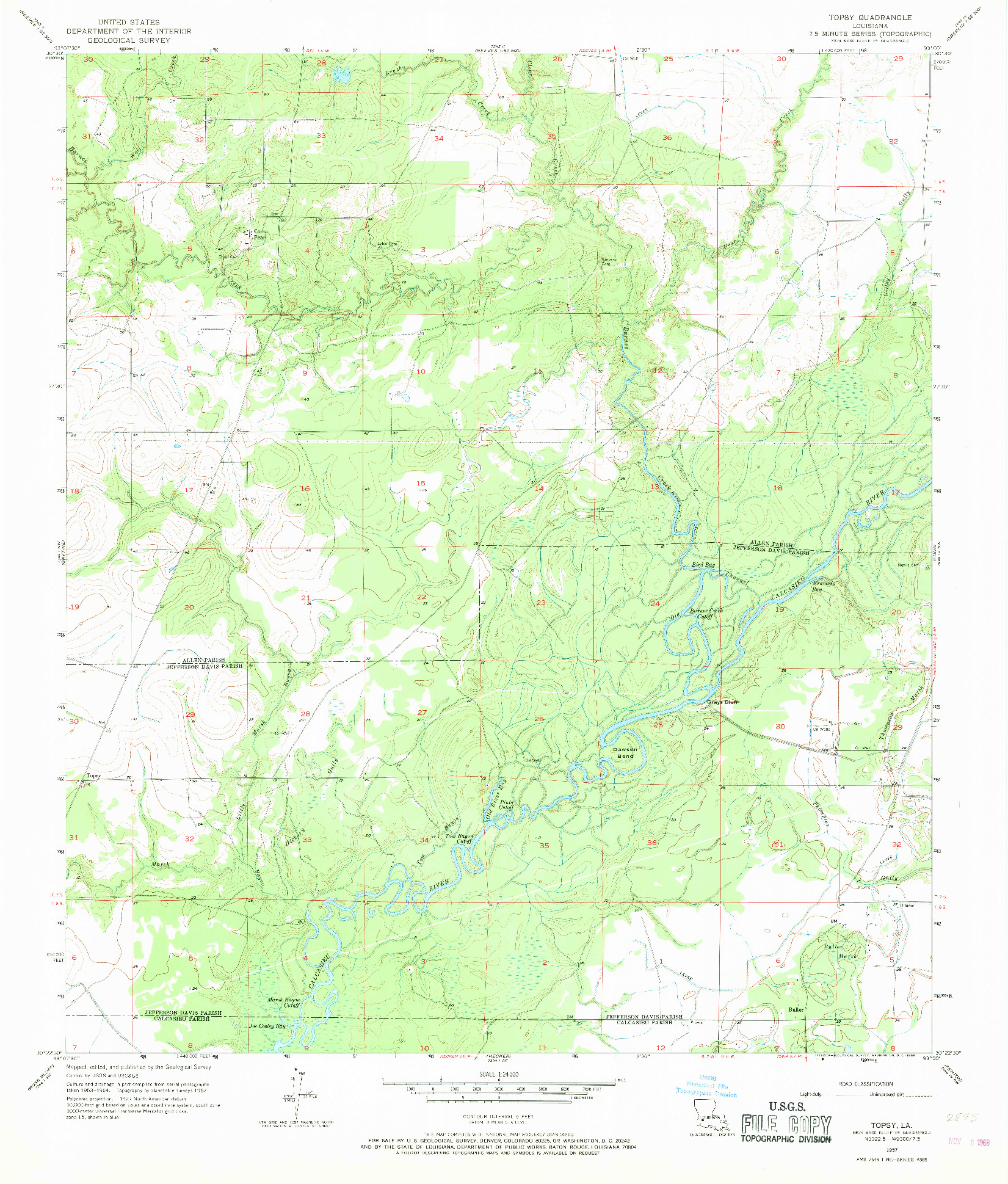 USGS 1:24000-SCALE QUADRANGLE FOR TOPSY, LA 1957