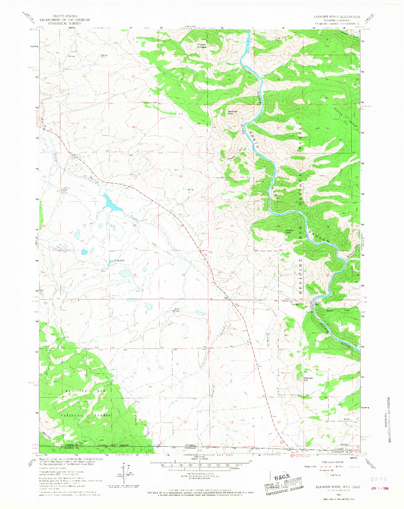 USGS 1:24000-SCALE QUADRANGLE FOR ELKHORN POINT, WY 1961