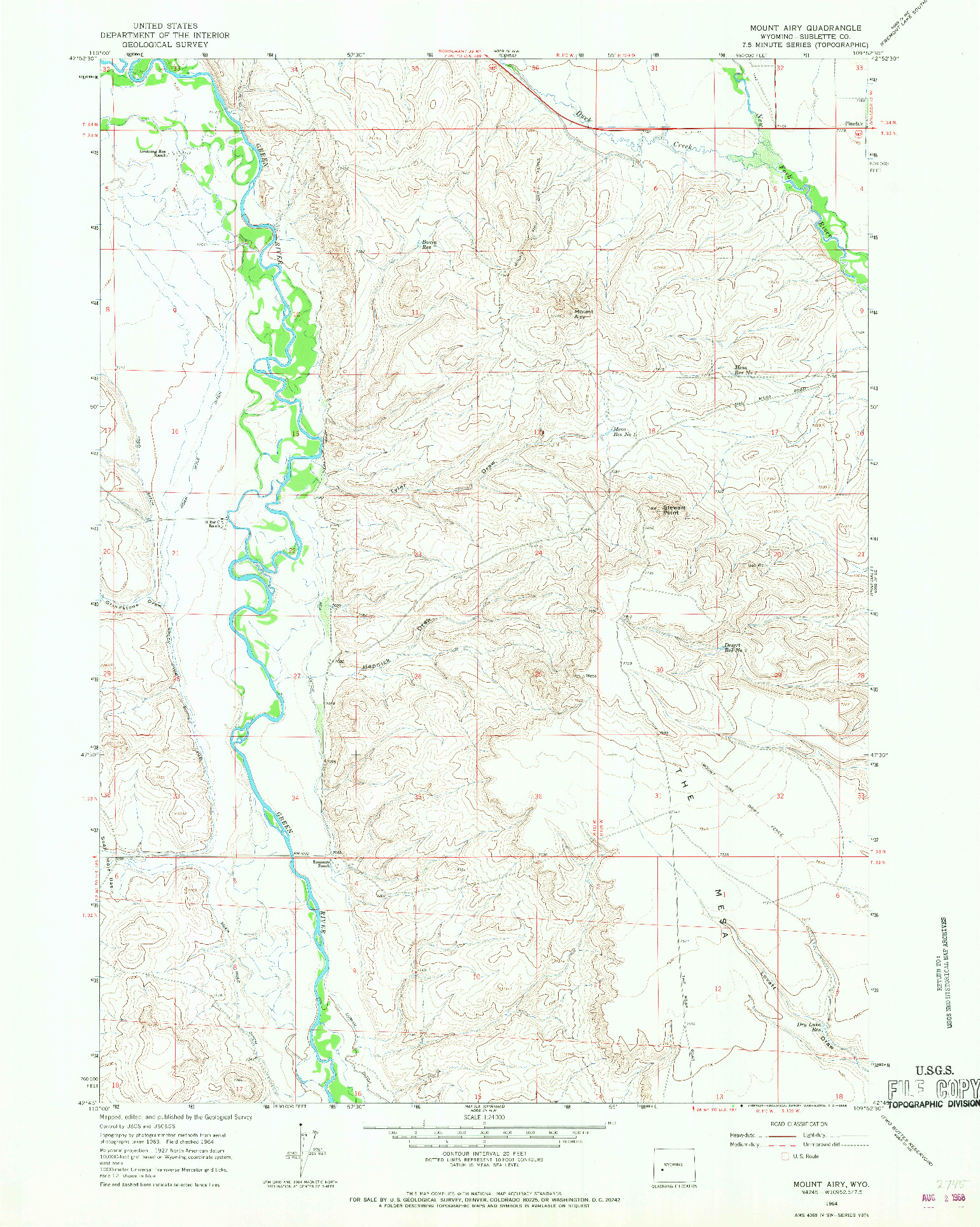 USGS 1:24000-SCALE QUADRANGLE FOR MOUNT AIRY, WY 1964