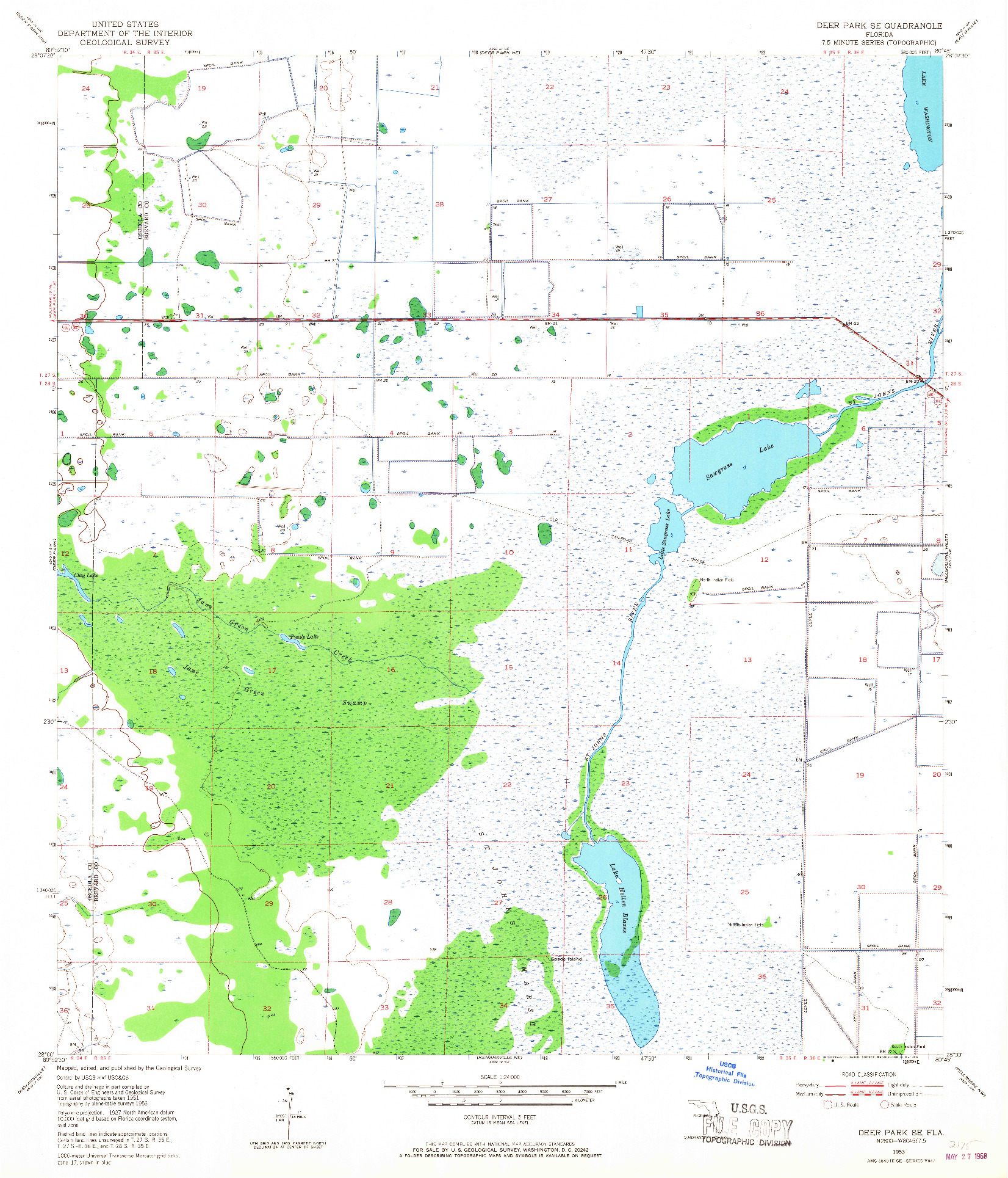 USGS 1:24000-SCALE QUADRANGLE FOR DEER PARK SE, FL 1953