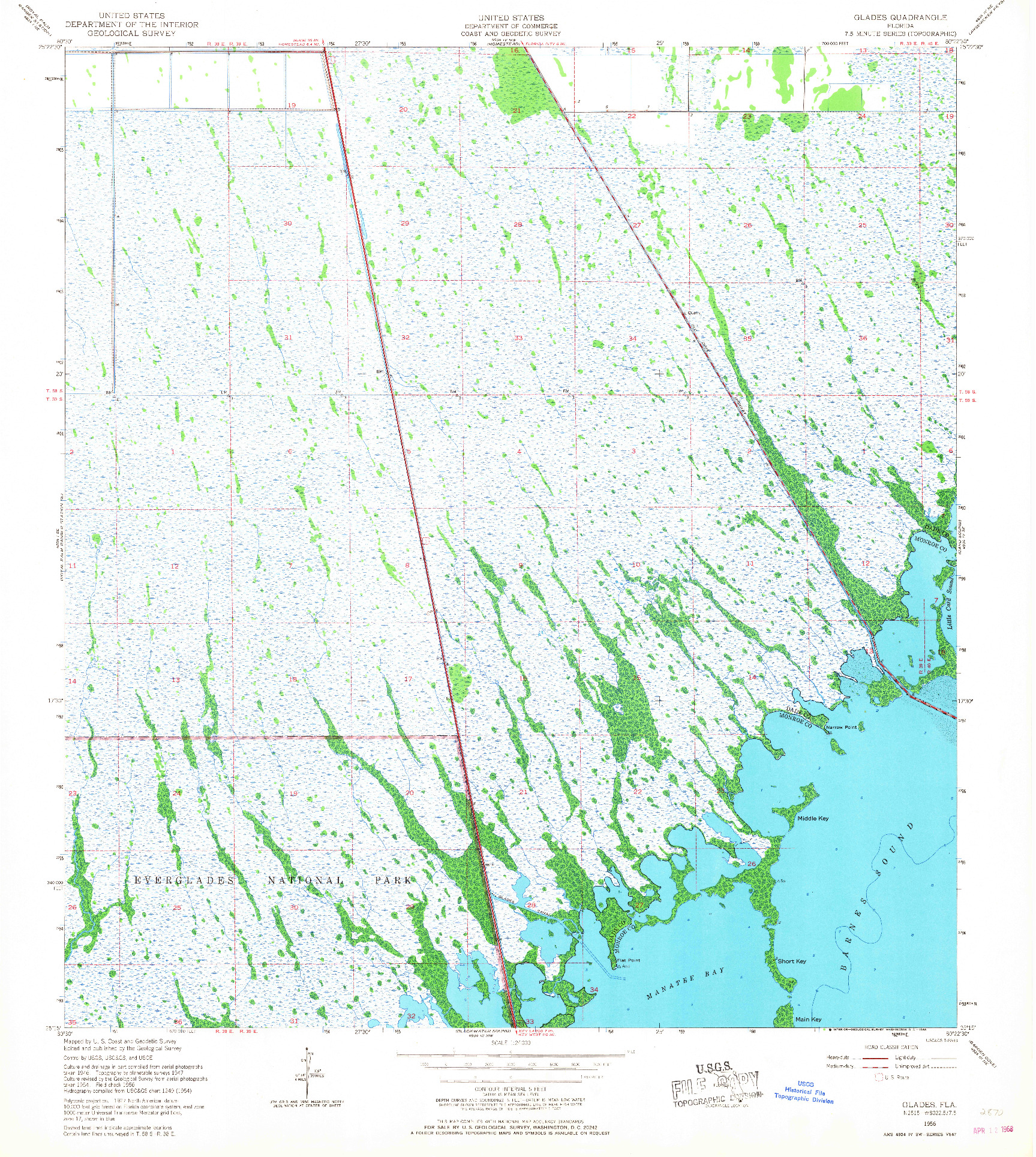 USGS 1:24000-SCALE QUADRANGLE FOR GLADES, FL 1956