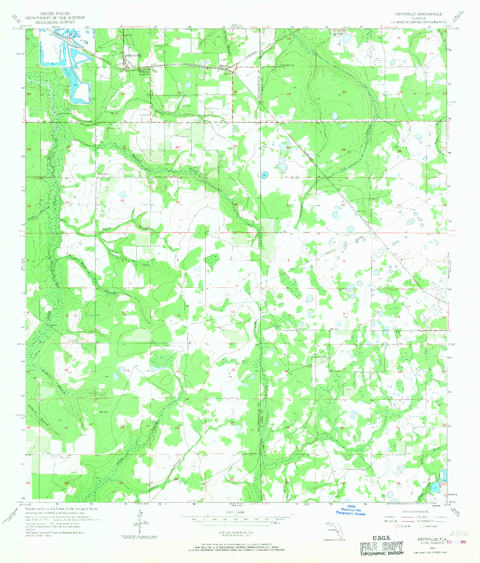 USGS 1:24000-SCALE QUADRANGLE FOR KEYSVILLE, FL 1955