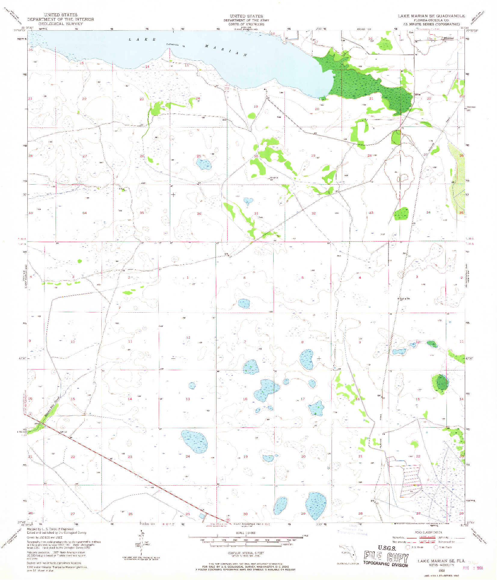 USGS 1:24000-SCALE QUADRANGLE FOR LAKE MARIAN SE, FL 1953