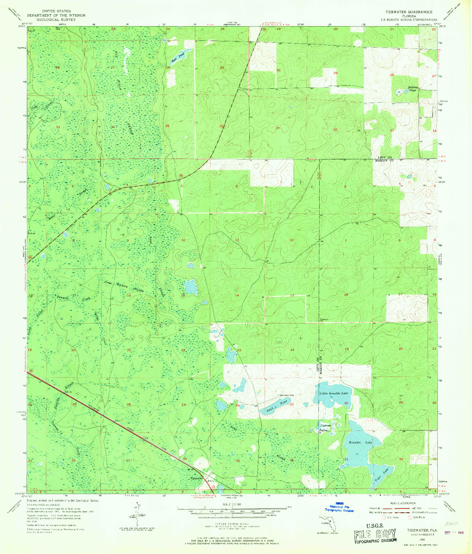 USGS 1:24000-SCALE QUADRANGLE FOR TIDEWATER, FL 1955