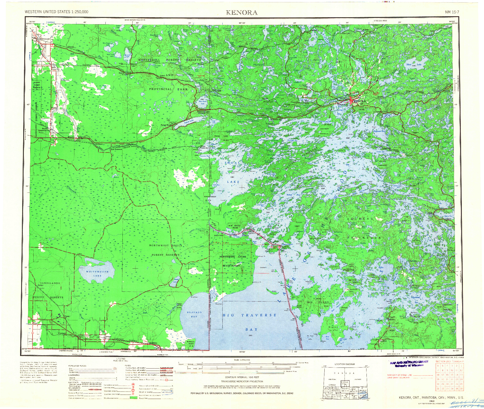 USGS 1:250000-SCALE QUADRANGLE FOR KENORA, MN 1963