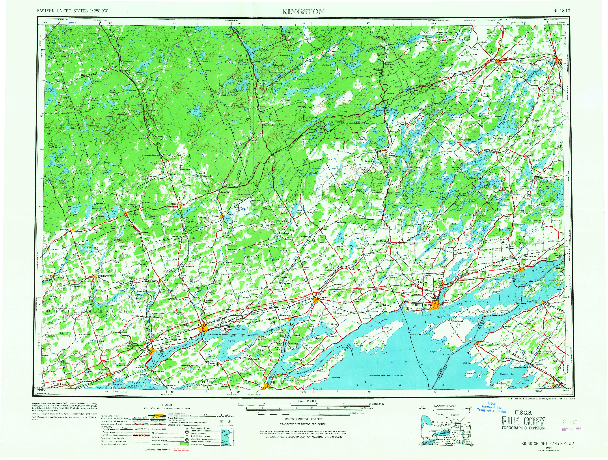 USGS 1:250000-SCALE QUADRANGLE FOR KINGSTON, NY 1954