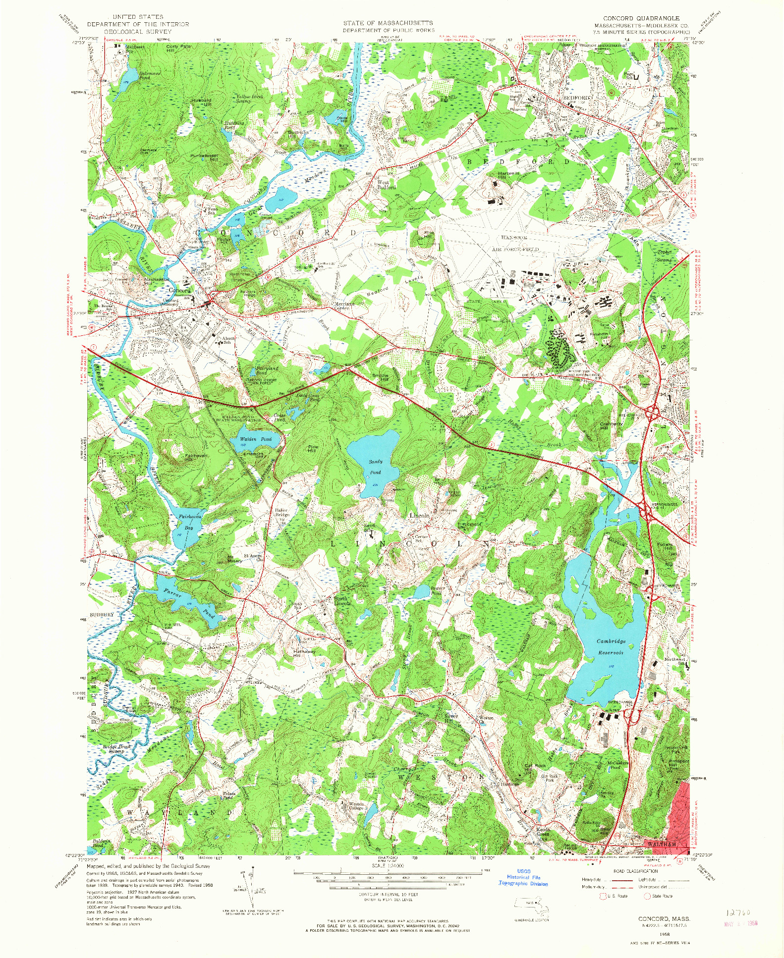 USGS 1:24000-SCALE QUADRANGLE FOR CONCORD, MA 1958