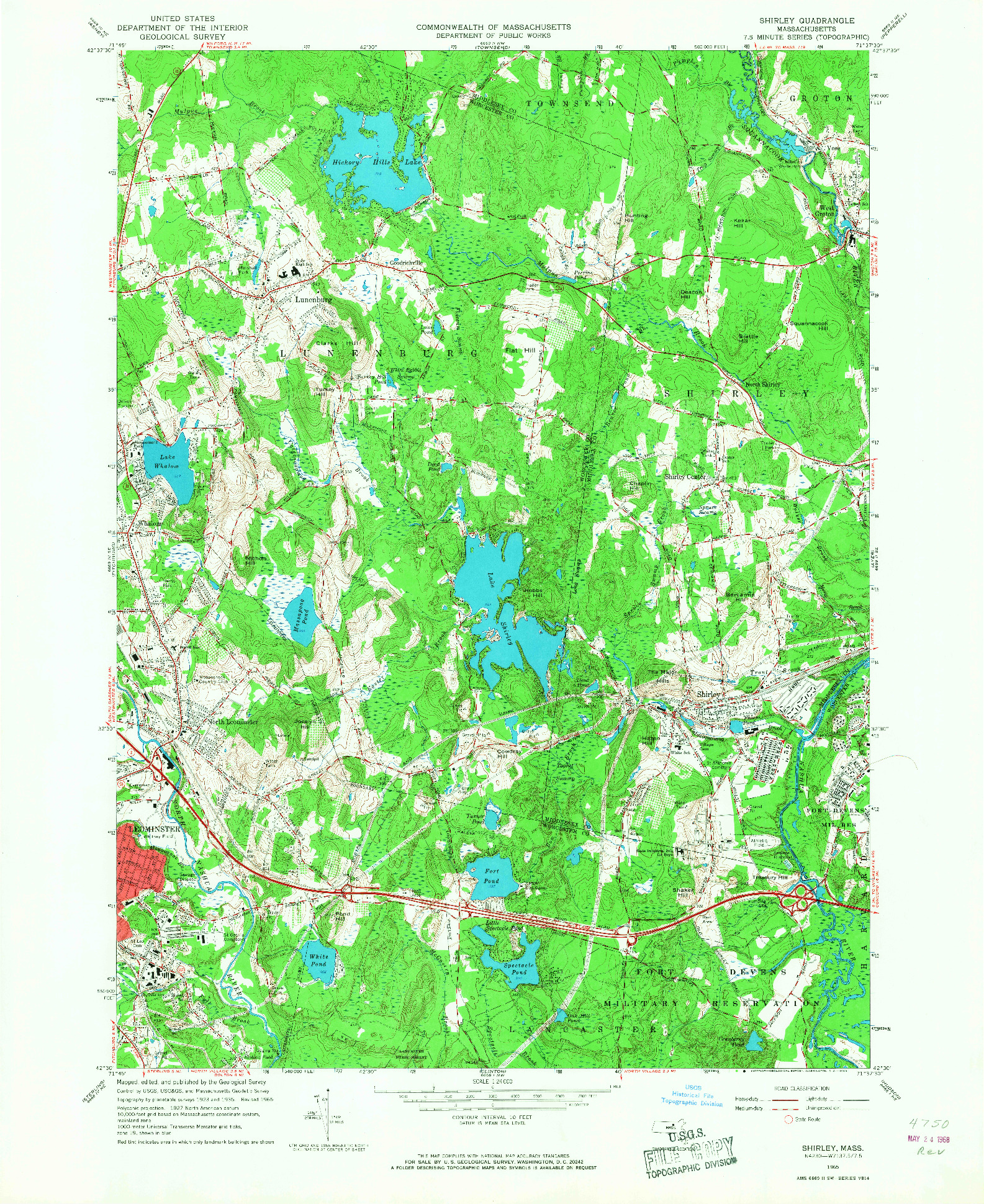 USGS 1:24000-SCALE QUADRANGLE FOR SHIRLEY, MA 1965