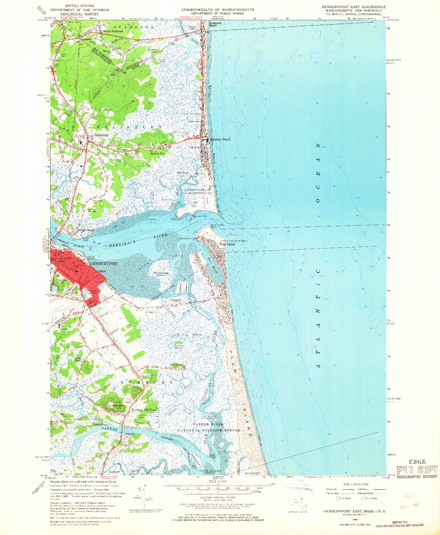 USGS 1:25000-SCALE QUADRANGLE FOR NEWBURYPORT EAST, MA 1966