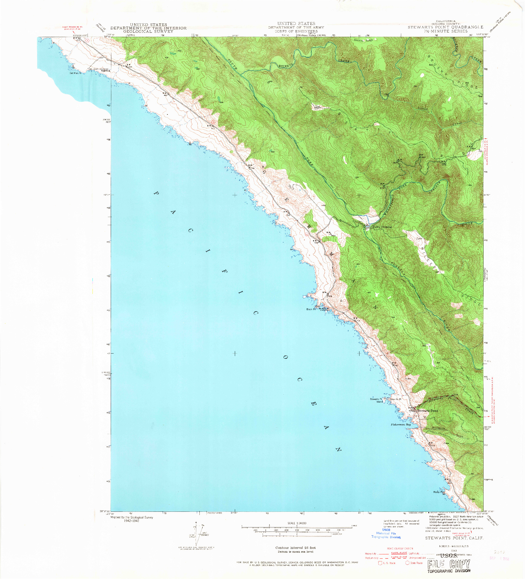 USGS 1:24000-SCALE QUADRANGLE FOR STEWARTS POINT, CA 1943