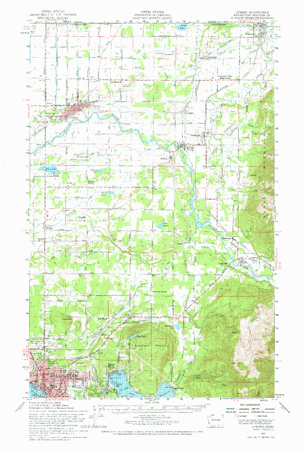 USGS 1:62500-SCALE QUADRANGLE FOR LYNDEN, WA 1954