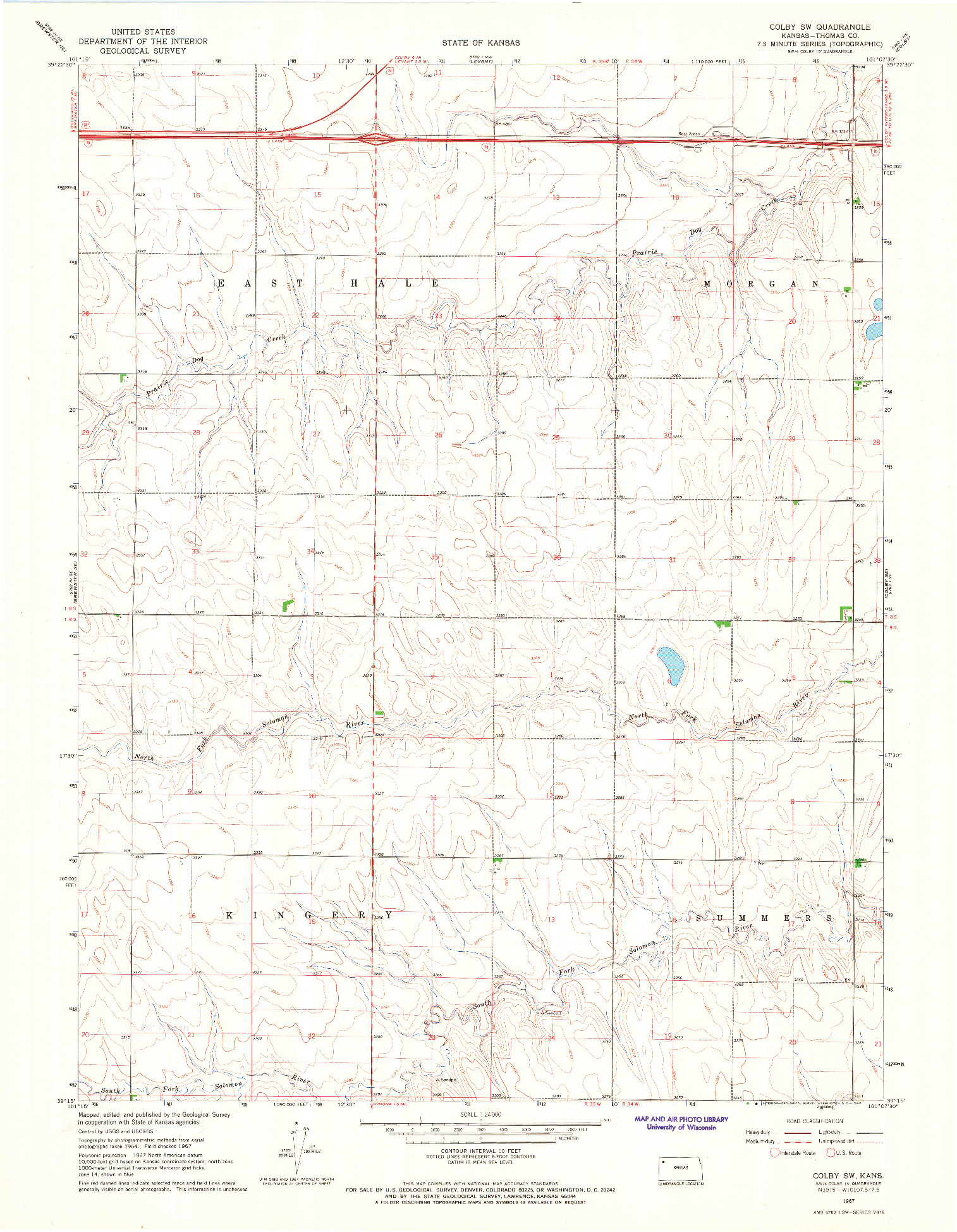 USGS 1:24000-SCALE QUADRANGLE FOR COLBY SW, KS 1967