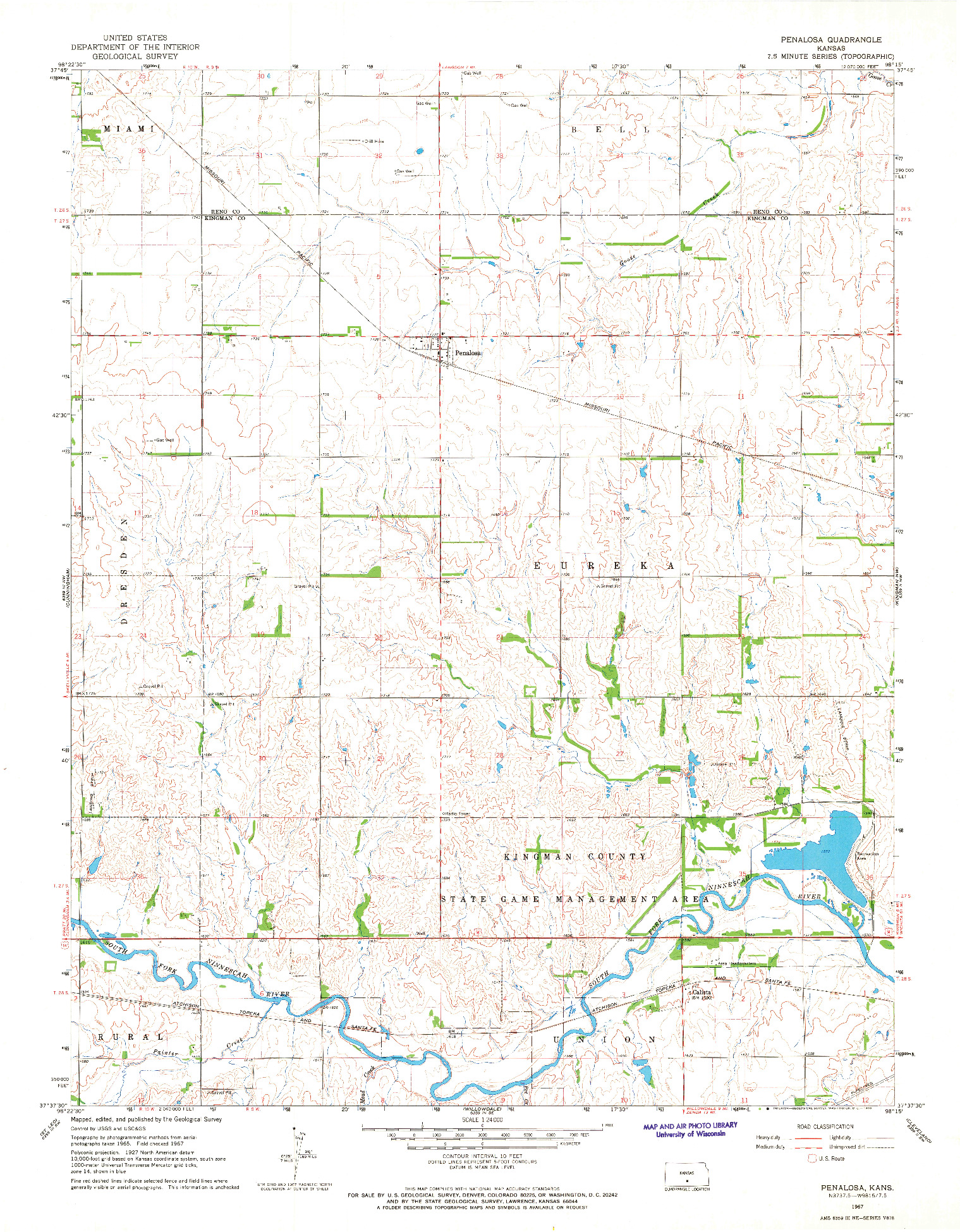 USGS 1:24000-SCALE QUADRANGLE FOR PENALOSA, KS 1967