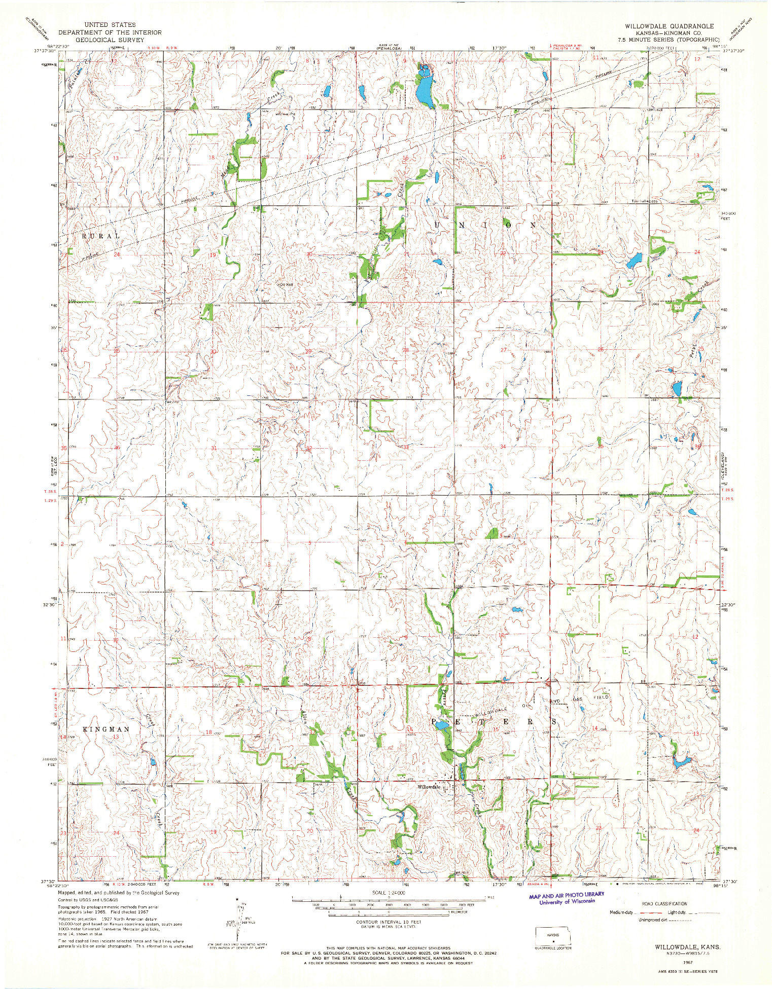 USGS 1:24000-SCALE QUADRANGLE FOR WILLOWDALE, KS 1967