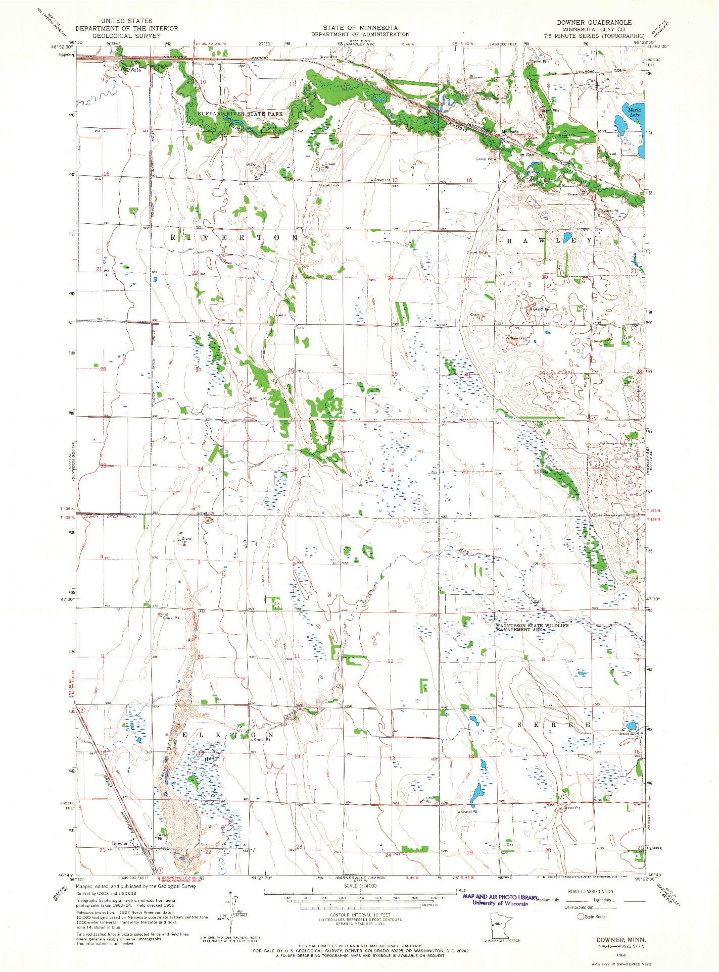 USGS 1:24000-SCALE QUADRANGLE FOR DOWNER, MN 1966