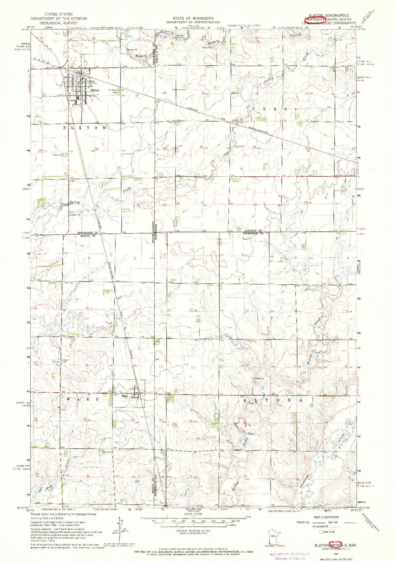 USGS 1:24000-SCALE QUADRANGLE FOR ELKTON, MN 1967