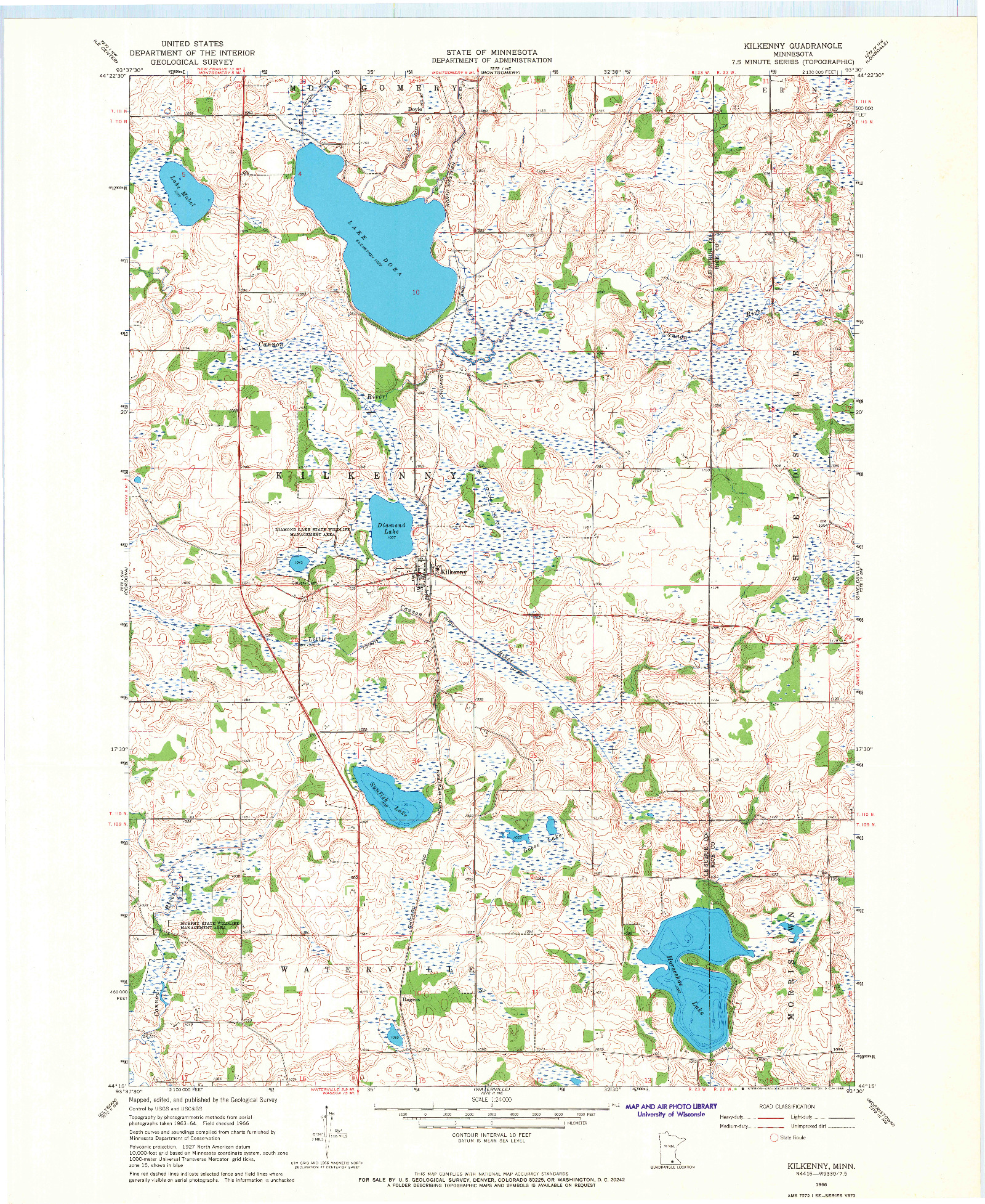 USGS 1:24000-SCALE QUADRANGLE FOR KILKENNY, MN 1966